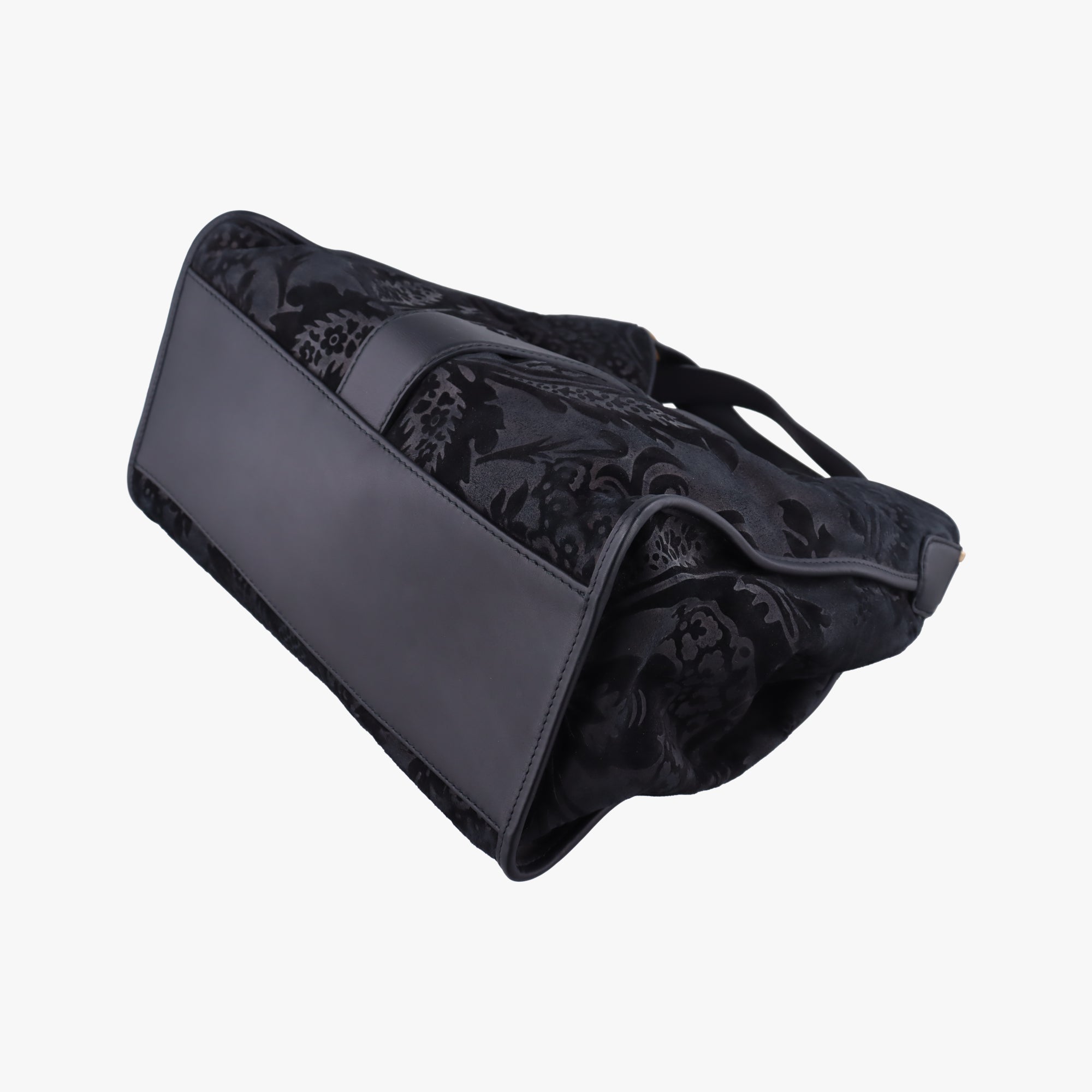 Pre-owned Gucci Brocade Soft Stirrup Tote Black velour 296856 shoulderbag | stylenewstar
