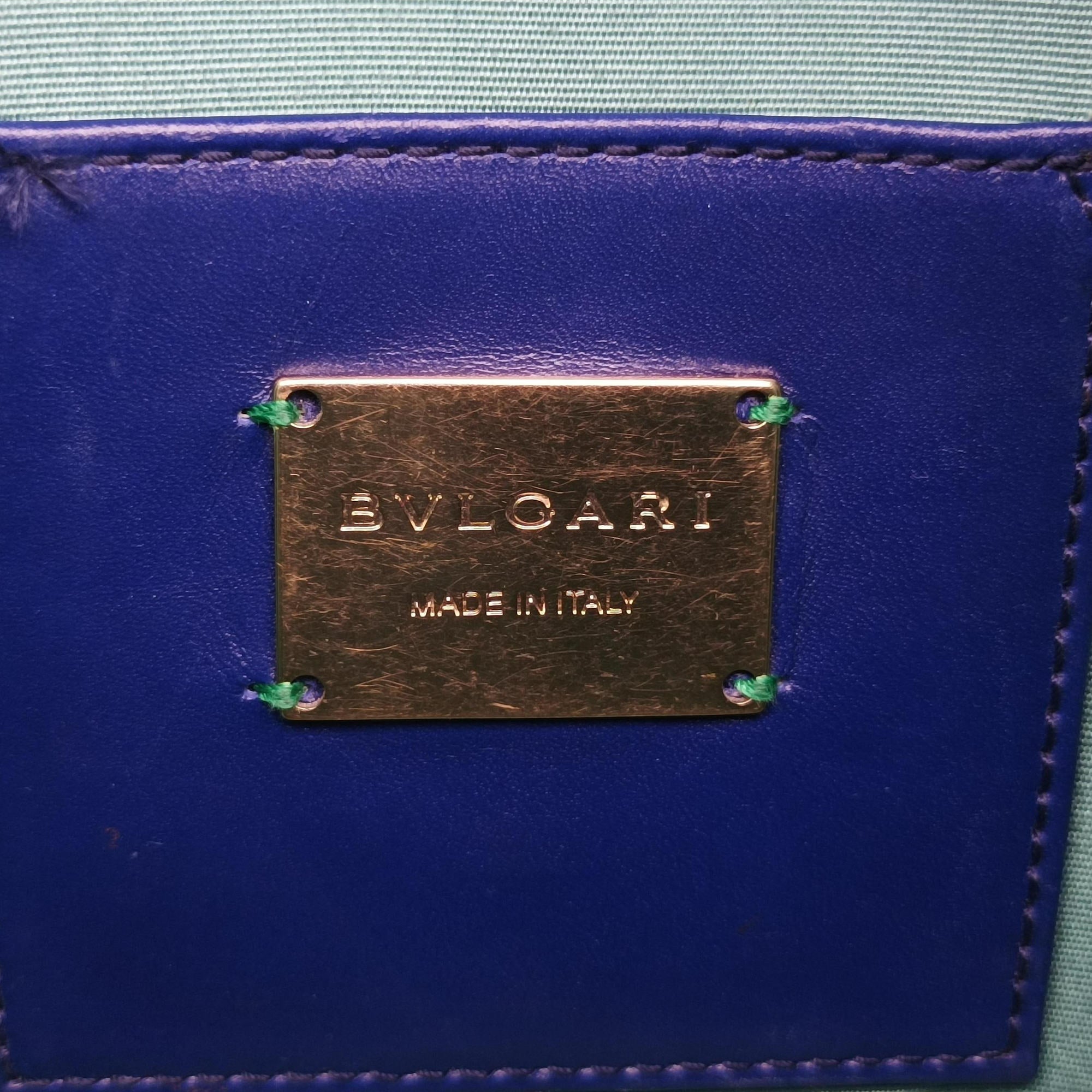 Pre-owned Bvlgari Serpenti Blue Galuchat Skin×Leather  shoulderbag | stylenewstar