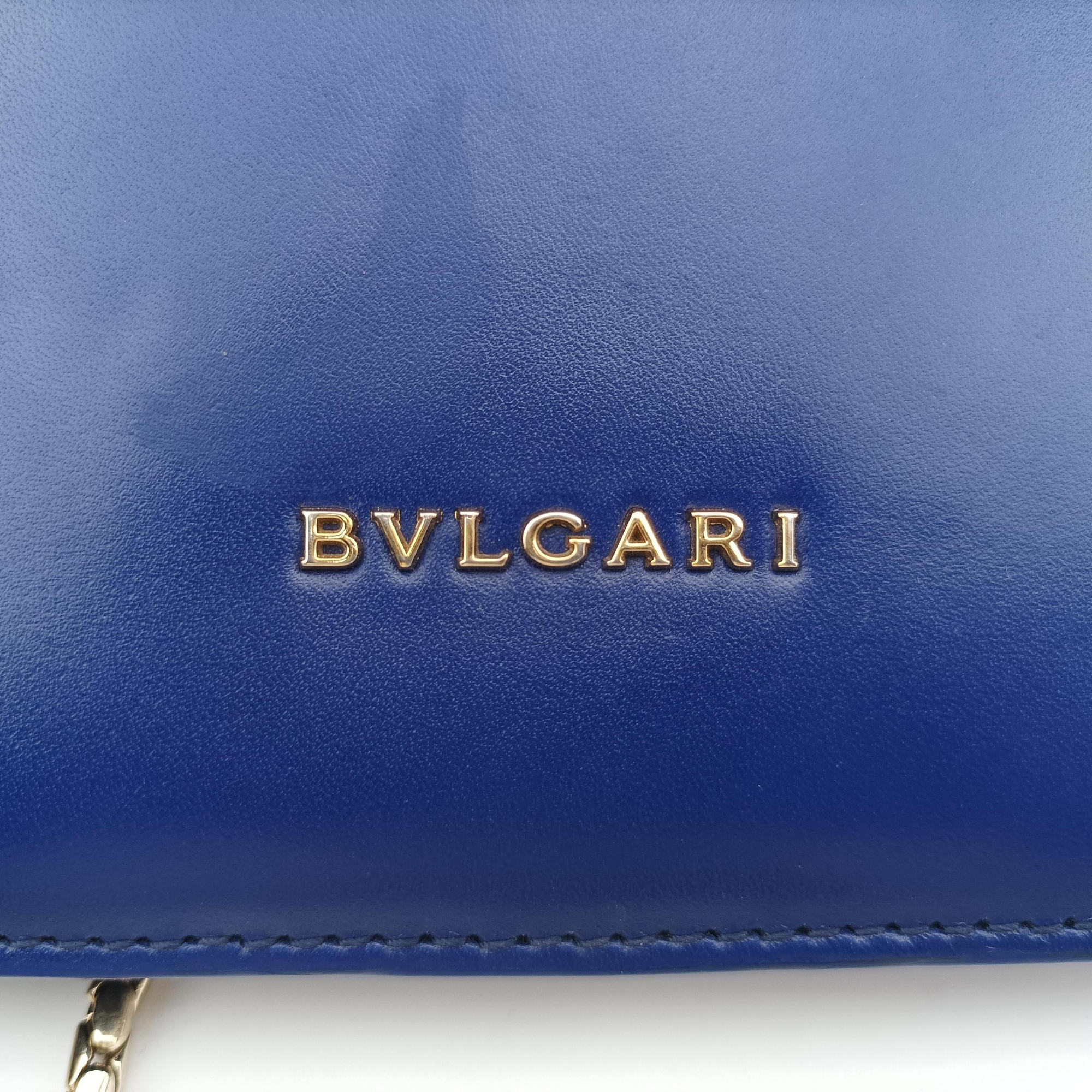 Pre-owned Bvlgari Serpenti Blue Galuchat Skin×Leather  shoulderbag | stylenewstar