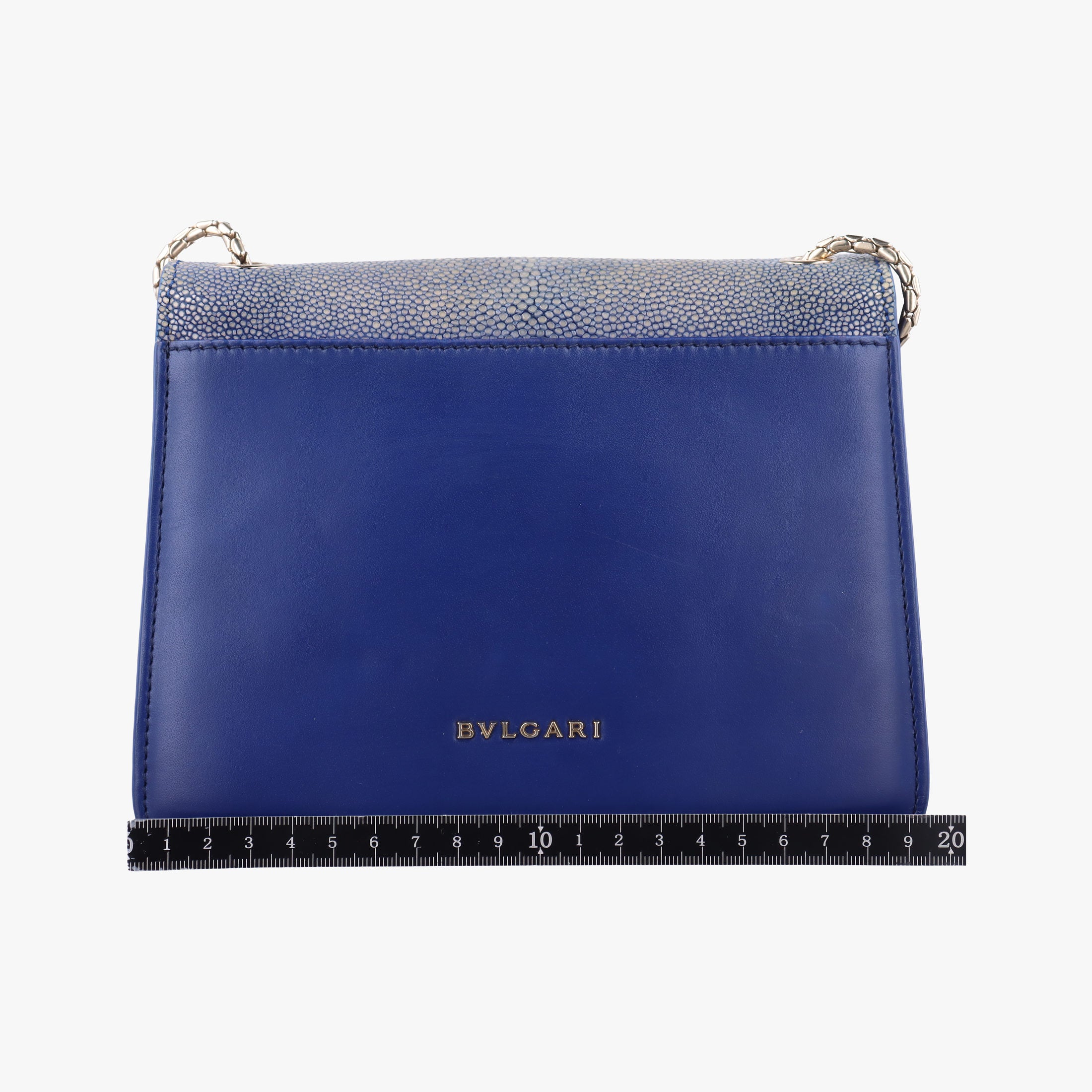 Pre-owned Bvlgari Serpenti Blue Galuchat Skin×Leather  shoulderbag | stylenewstar