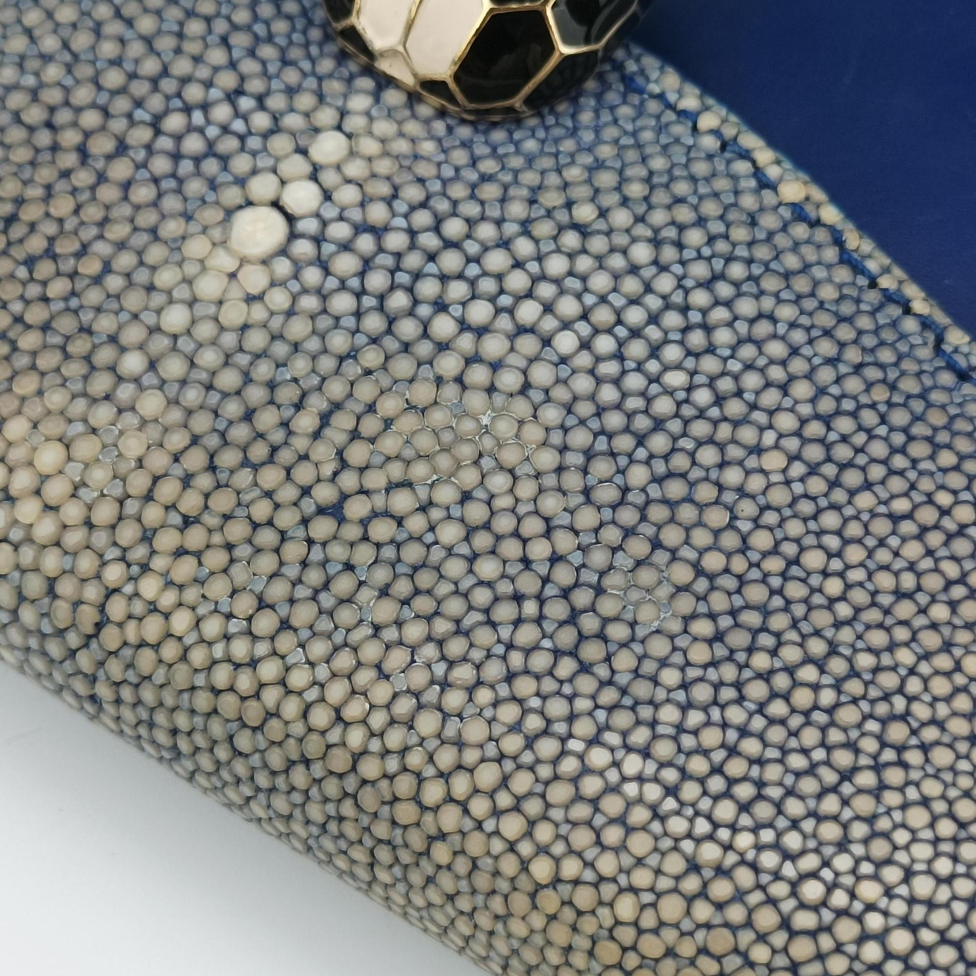 Pre-owned Bvlgari Serpenti Blue Galuchat Skin×Leather  shoulderbag | stylenewstar