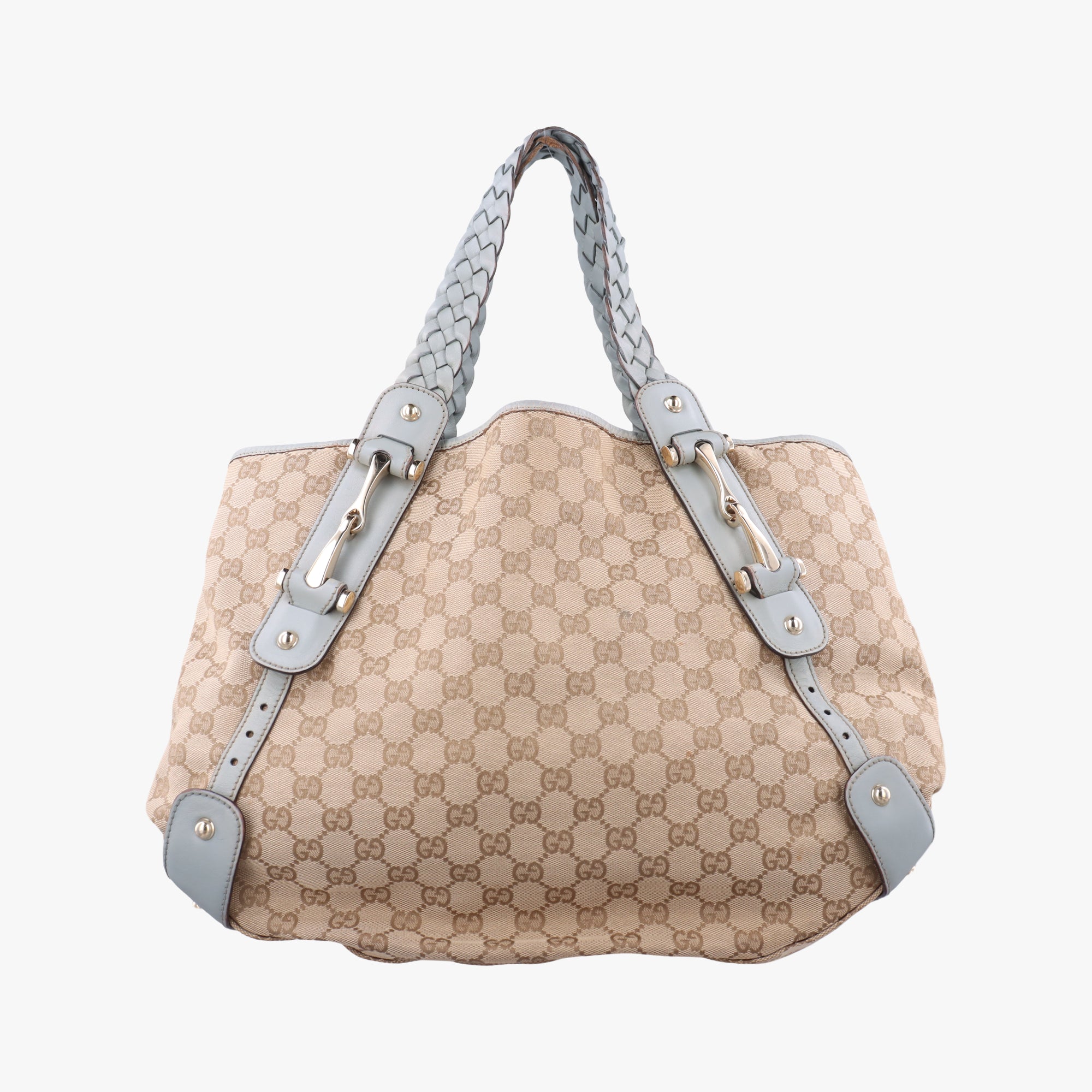Pre-owned Gucci Pelham Hobo Beige×blue canvas×leather 137621 shoulderbag | stylenewstar