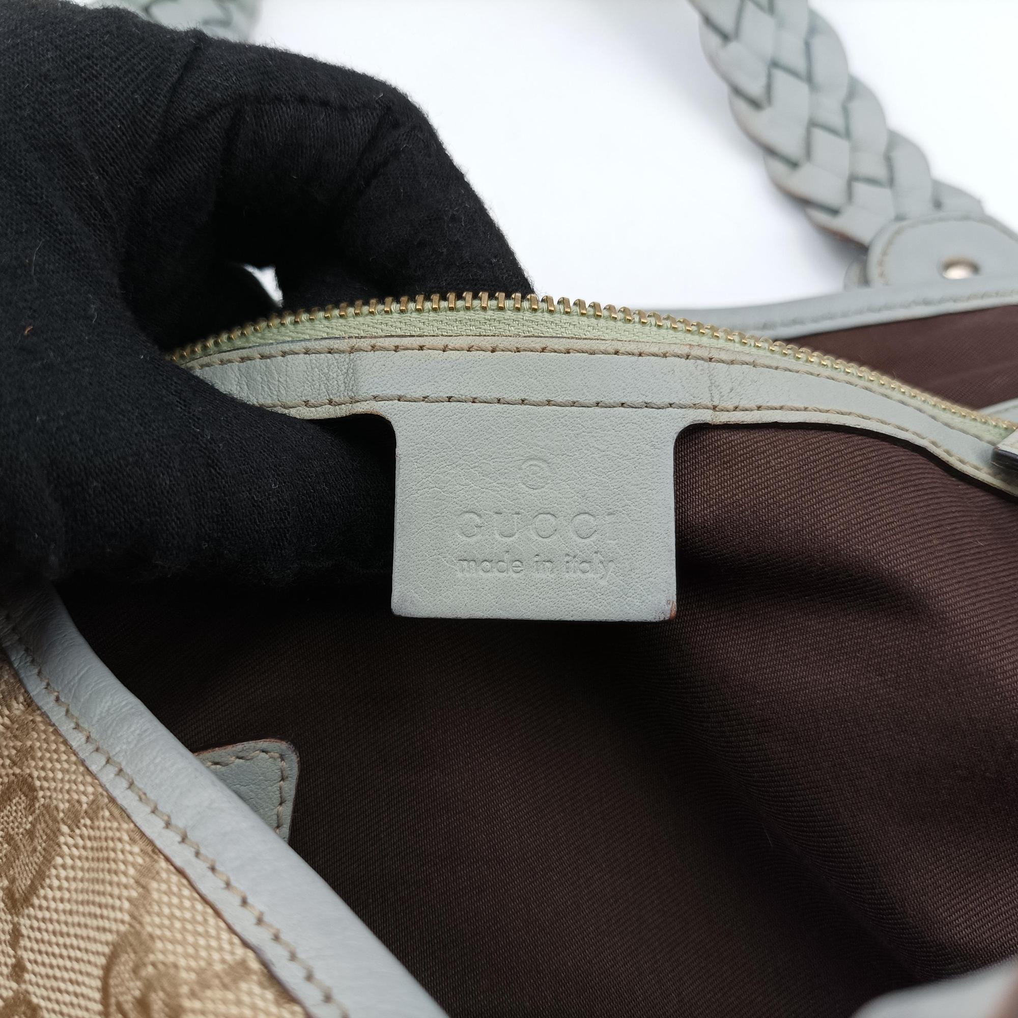 Pre-owned Gucci Pelham Hobo Beige×blue canvas×leather 137621 shoulderbag | stylenewstar