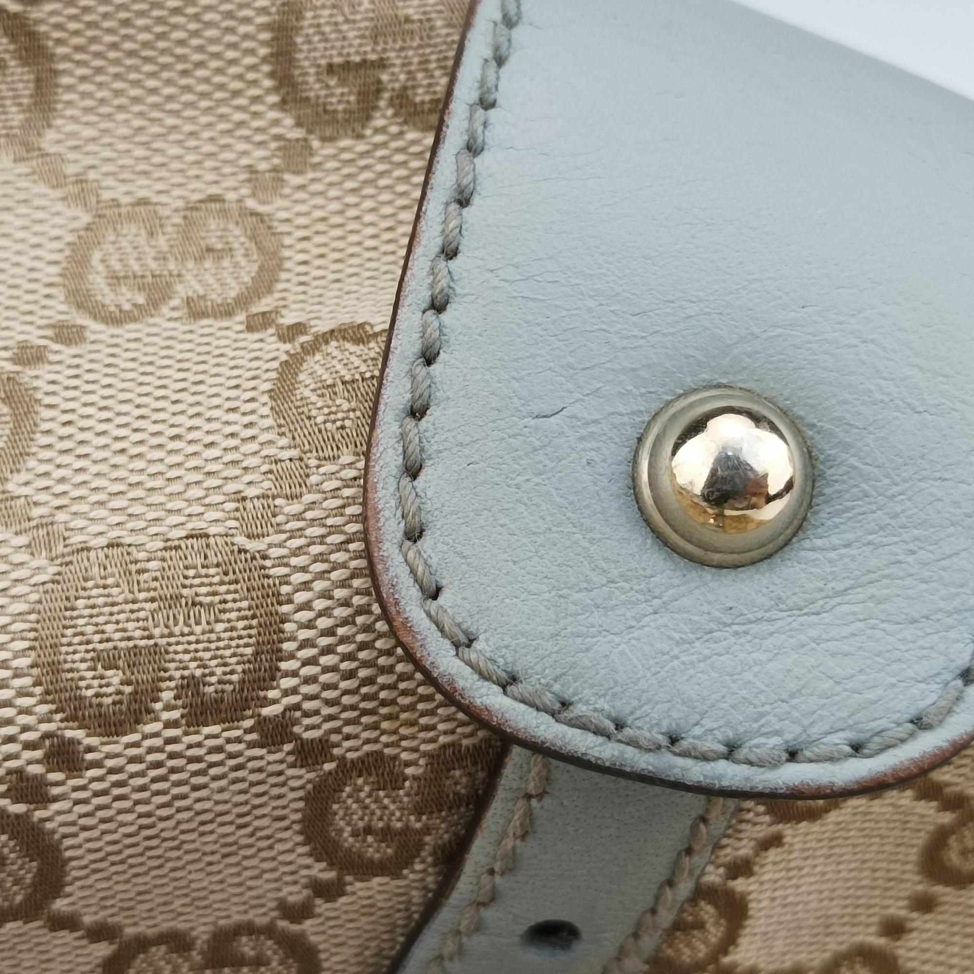 Pre-owned Gucci Pelham Hobo Beige×blue canvas×leather 137621 shoulderbag | stylenewstar