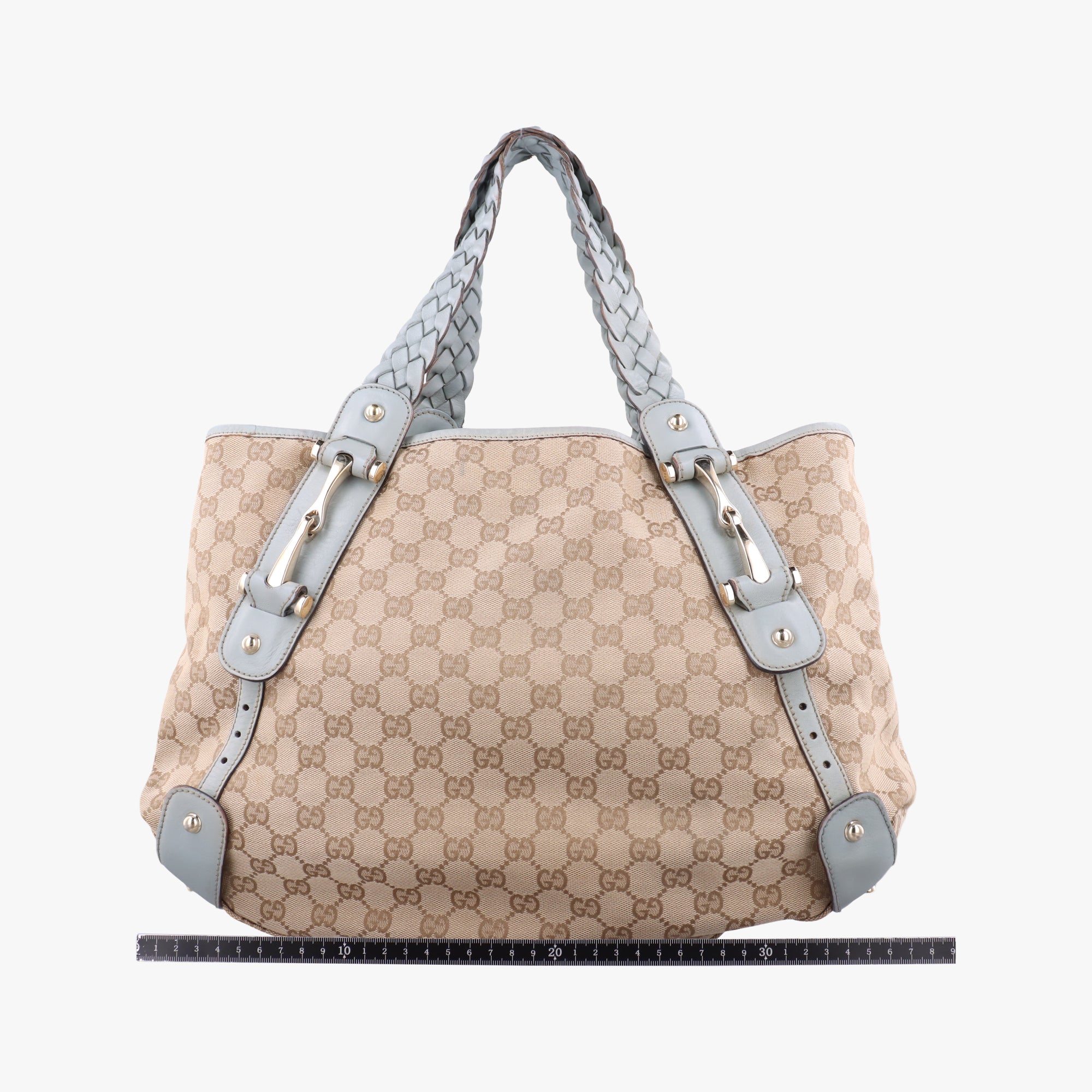 Pre-owned Gucci Pelham Hobo Beige×blue canvas×leather 137621 shoulderbag | stylenewstar