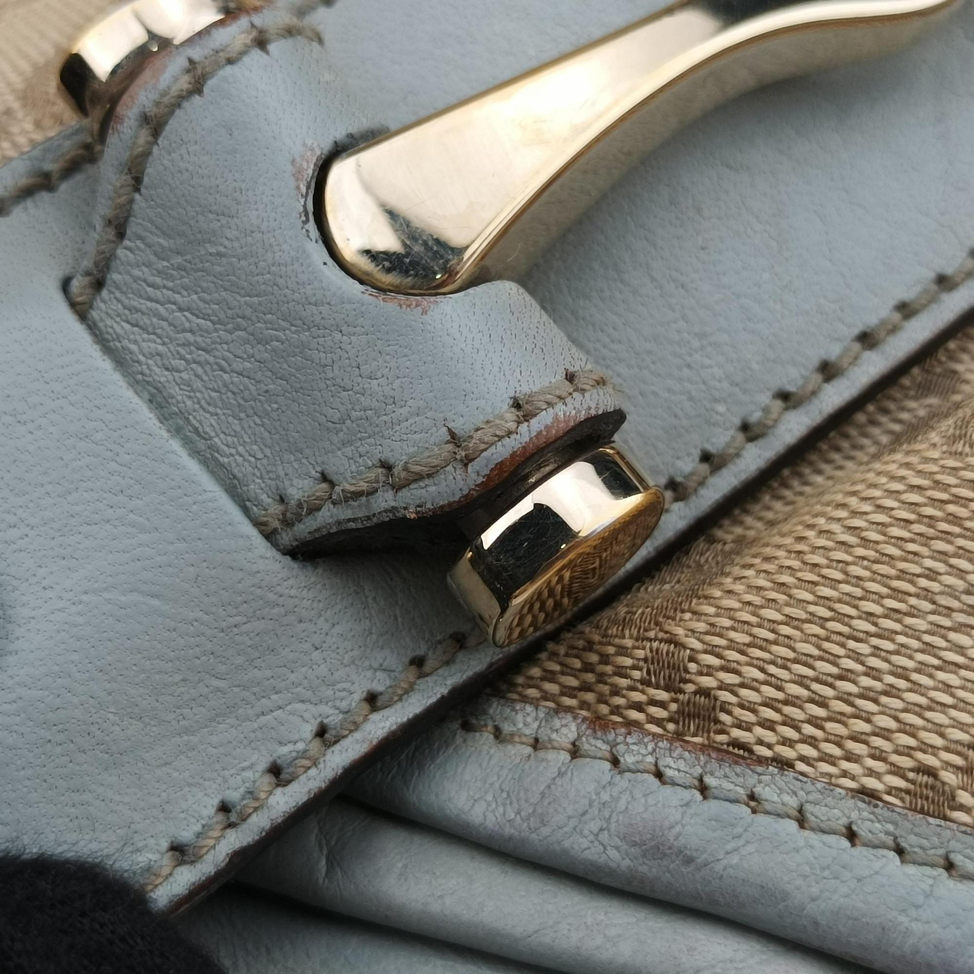 Pre-owned Gucci Pelham Hobo Beige×blue canvas×leather 137621 shoulderbag | stylenewstar