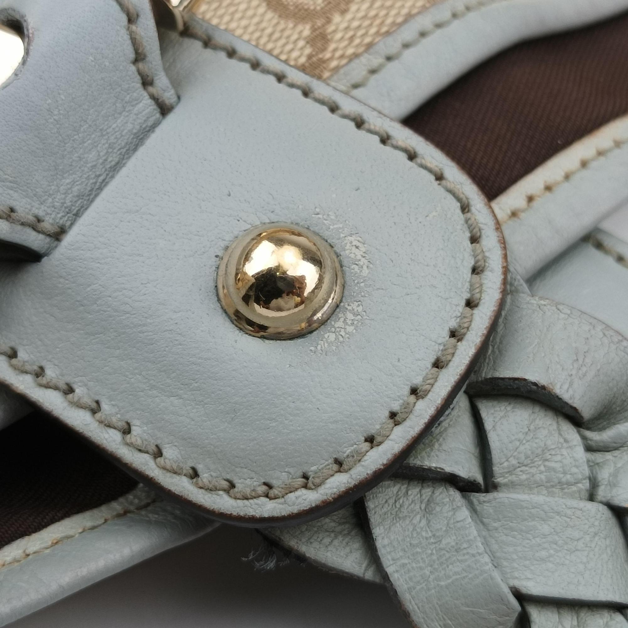 Pre-owned Gucci Pelham Hobo Beige×blue canvas×leather 137621 shoulderbag | stylenewstar