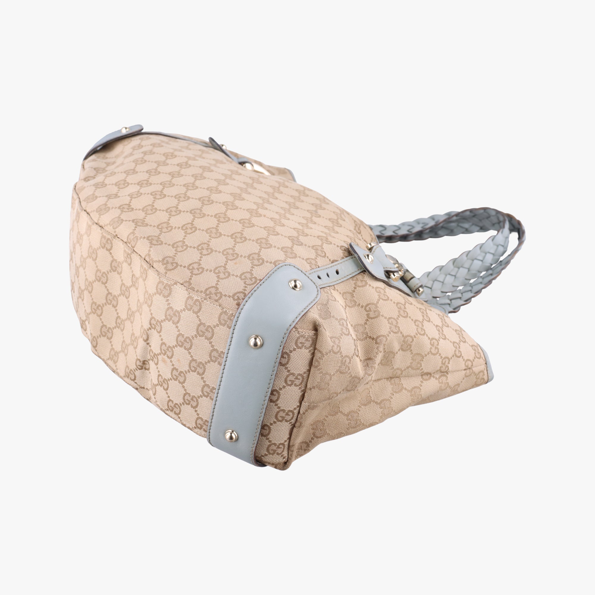 Pre-owned Gucci Pelham Hobo Beige×blue canvas×leather 137621 shoulderbag | stylenewstar