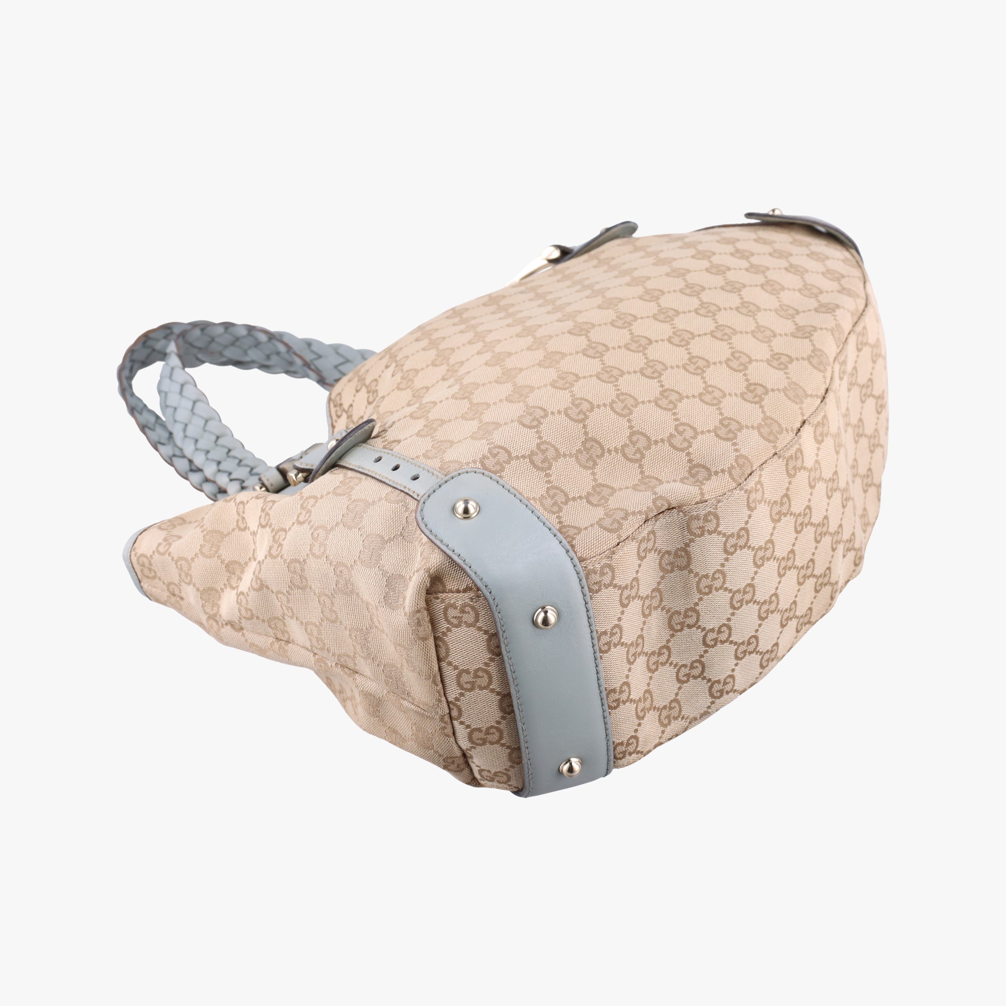 Pre-owned Gucci Pelham Hobo Beige×blue canvas×leather 137621 shoulderbag | stylenewstar