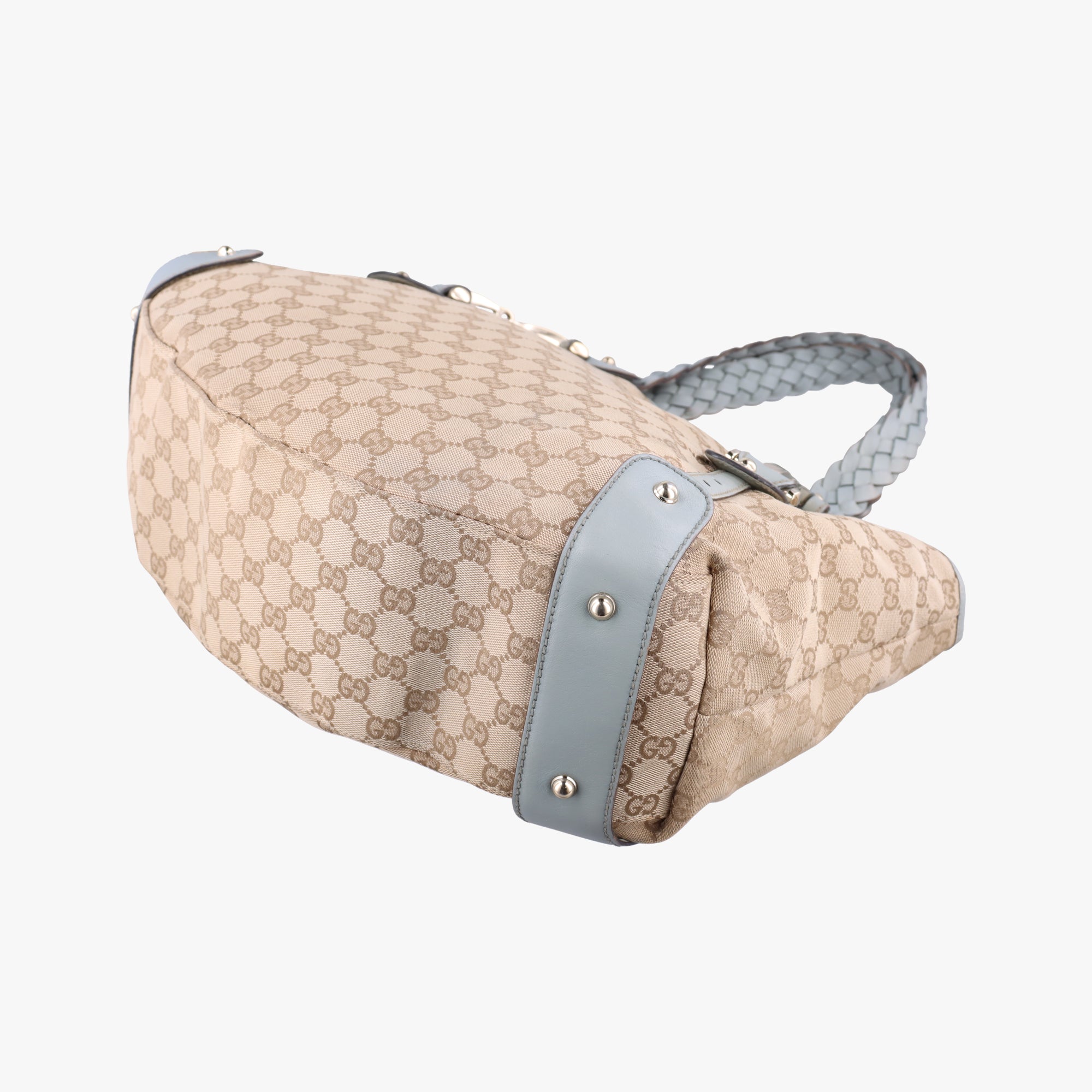 Pre-owned Gucci Pelham Hobo Beige×blue canvas×leather 137621 shoulderbag | stylenewstar