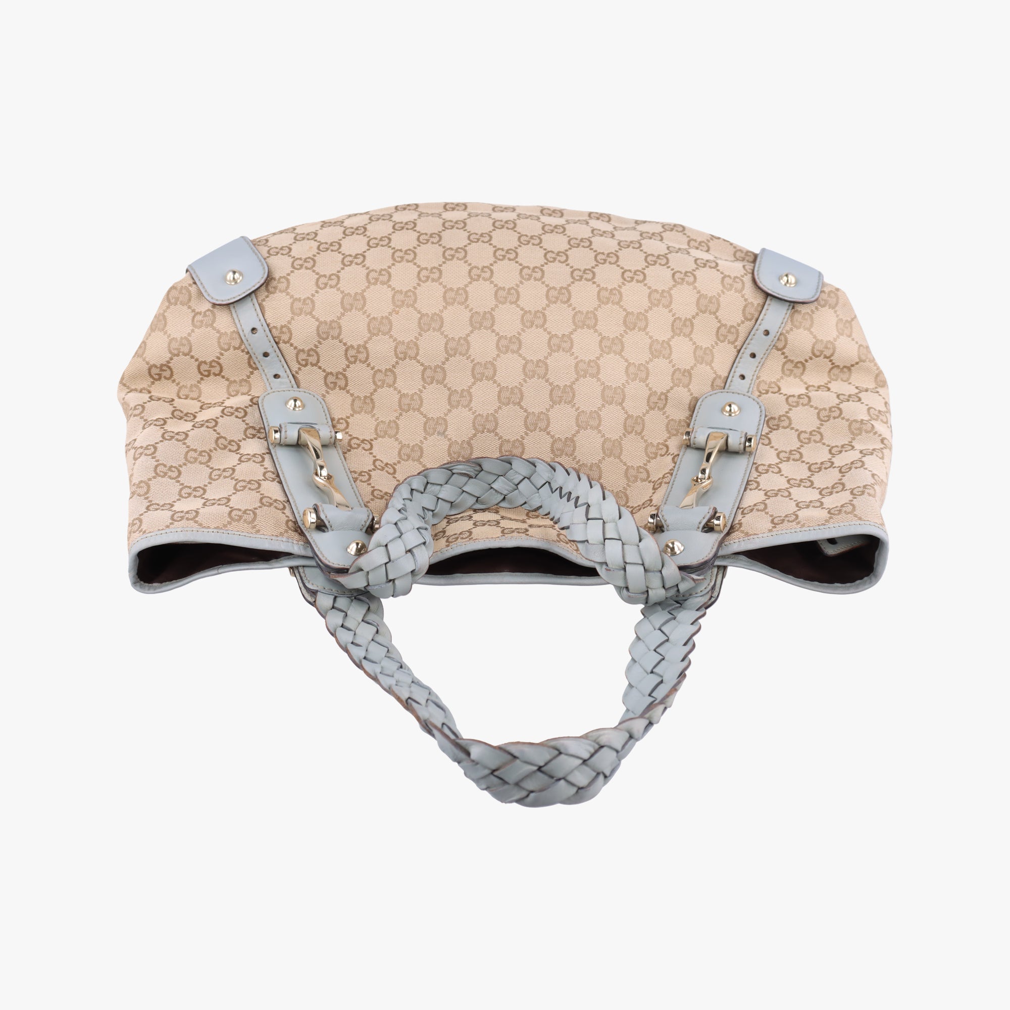Pre-owned Gucci Pelham Hobo Beige×blue canvas×leather 137621 shoulderbag | stylenewstar