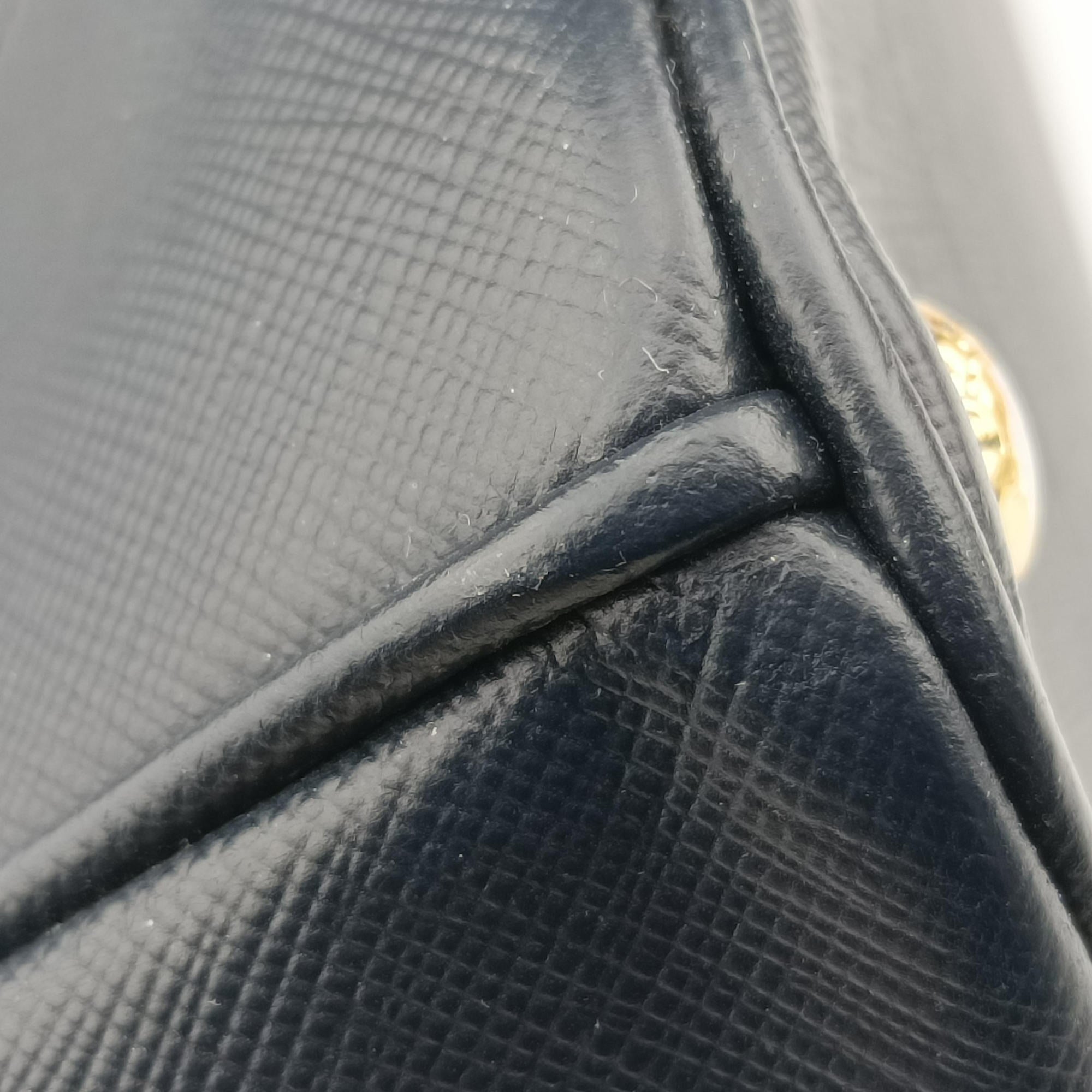 Pre-owned Prada Galleria Blue×Navy SAFFIANO Leather B2274C shoulderbag | stylenewstar