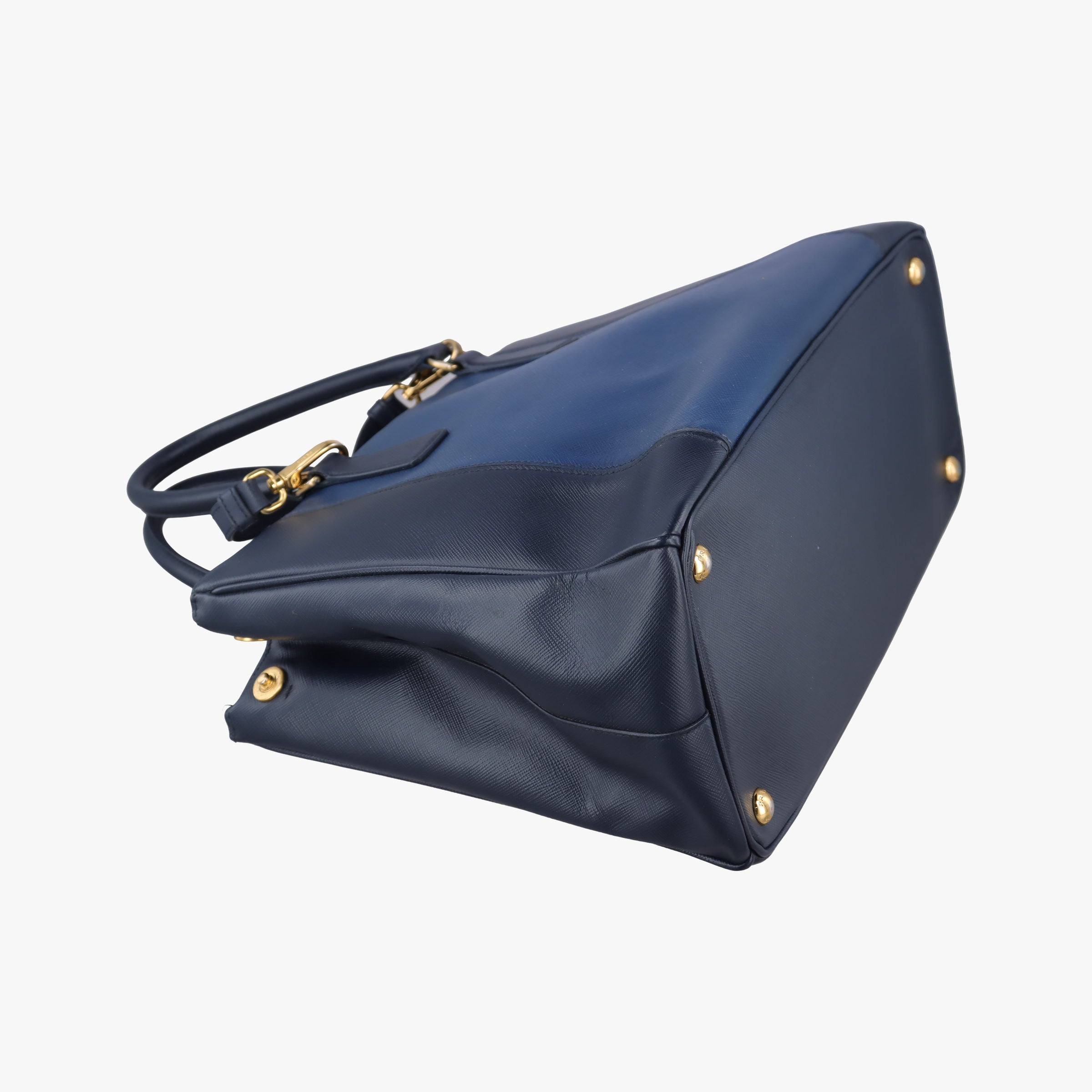 Pre-owned Prada Galleria Blue×Navy SAFFIANO Leather B2274C shoulderbag | stylenewstar