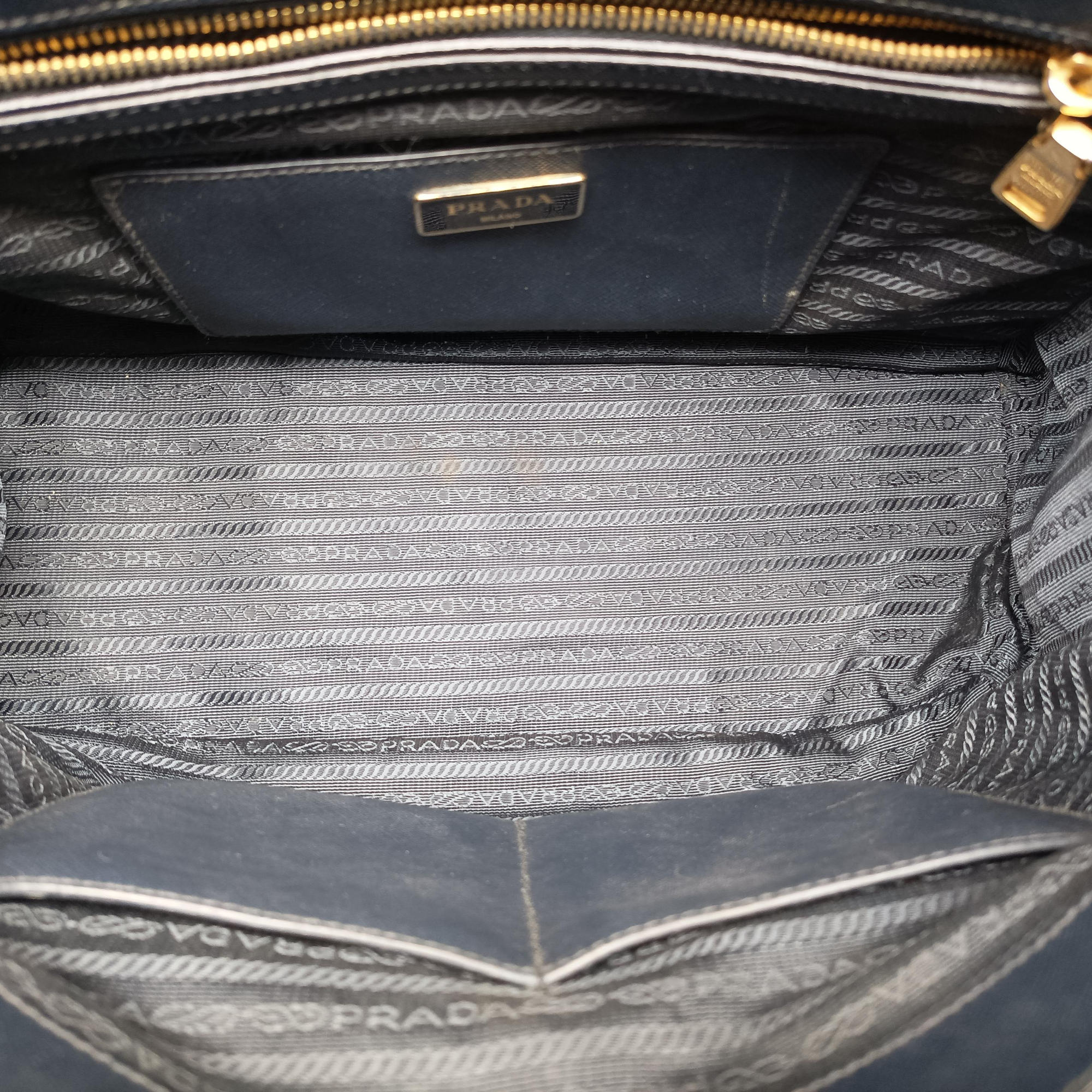 Pre-owned Prada Galleria Blue×Navy SAFFIANO Leather B2274C shoulderbag | stylenewstar