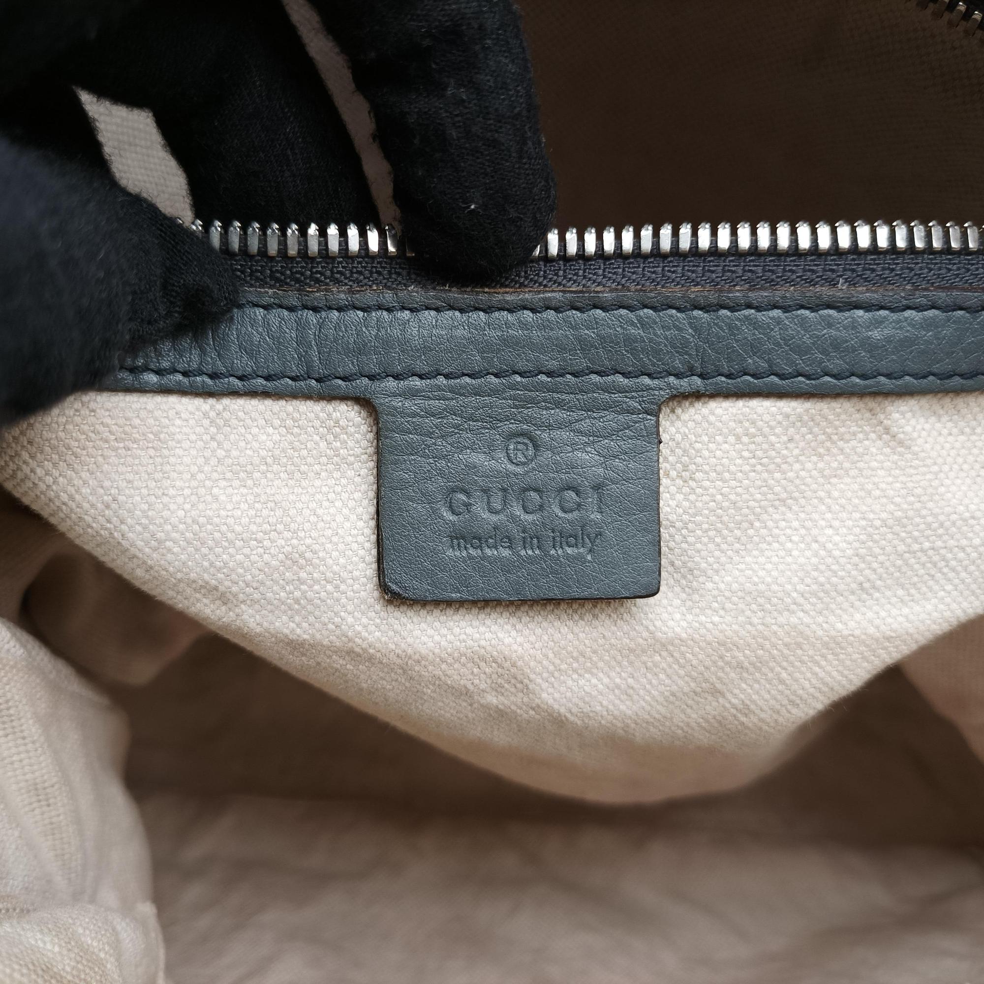 Pre-owned Gucci Interlocking G Logo Soho Messenger Grey Leather 337084 shoulderbag | stylenewstar