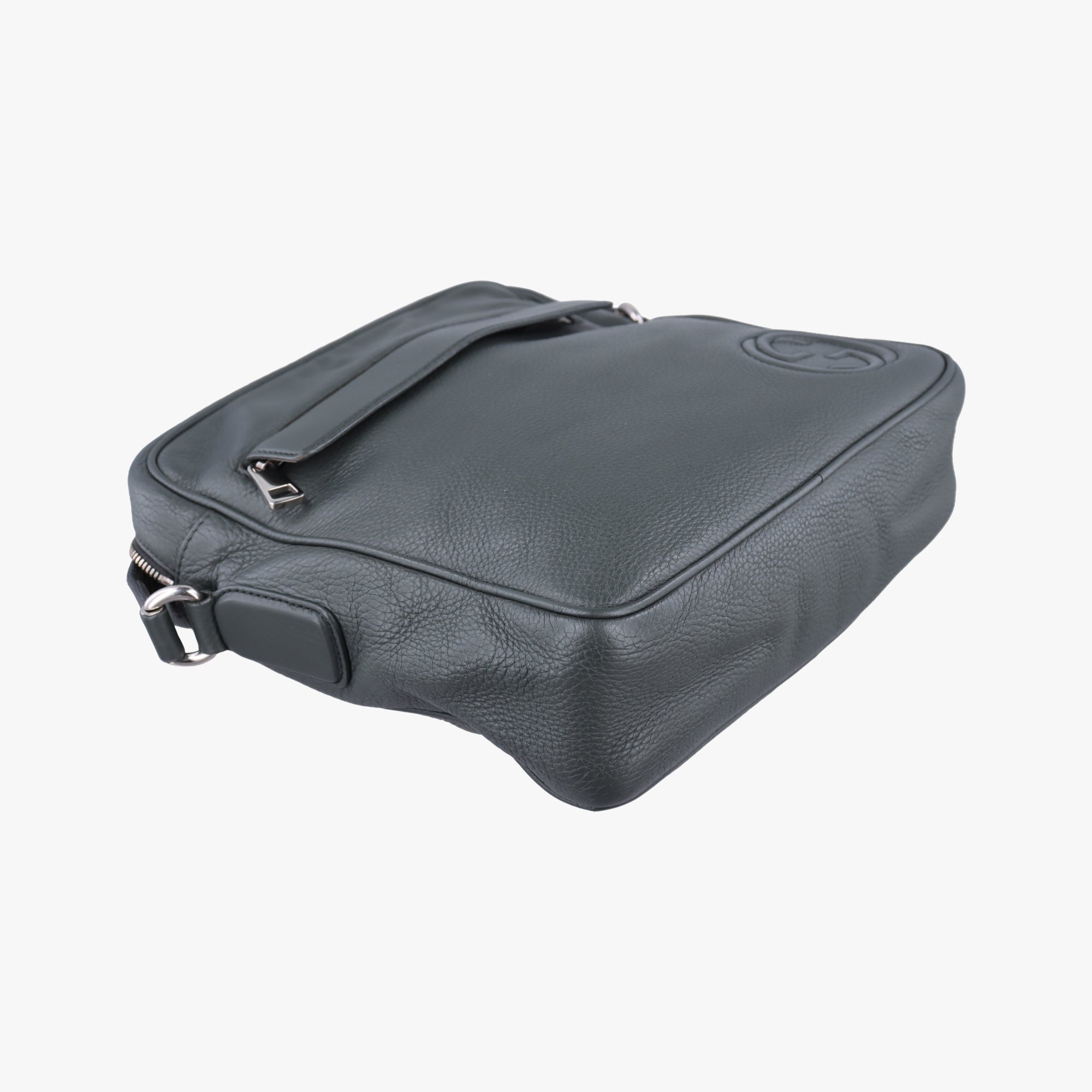 Pre-owned Gucci Interlocking G Logo Soho Messenger Grey Leather 337084 shoulderbag | stylenewstar
