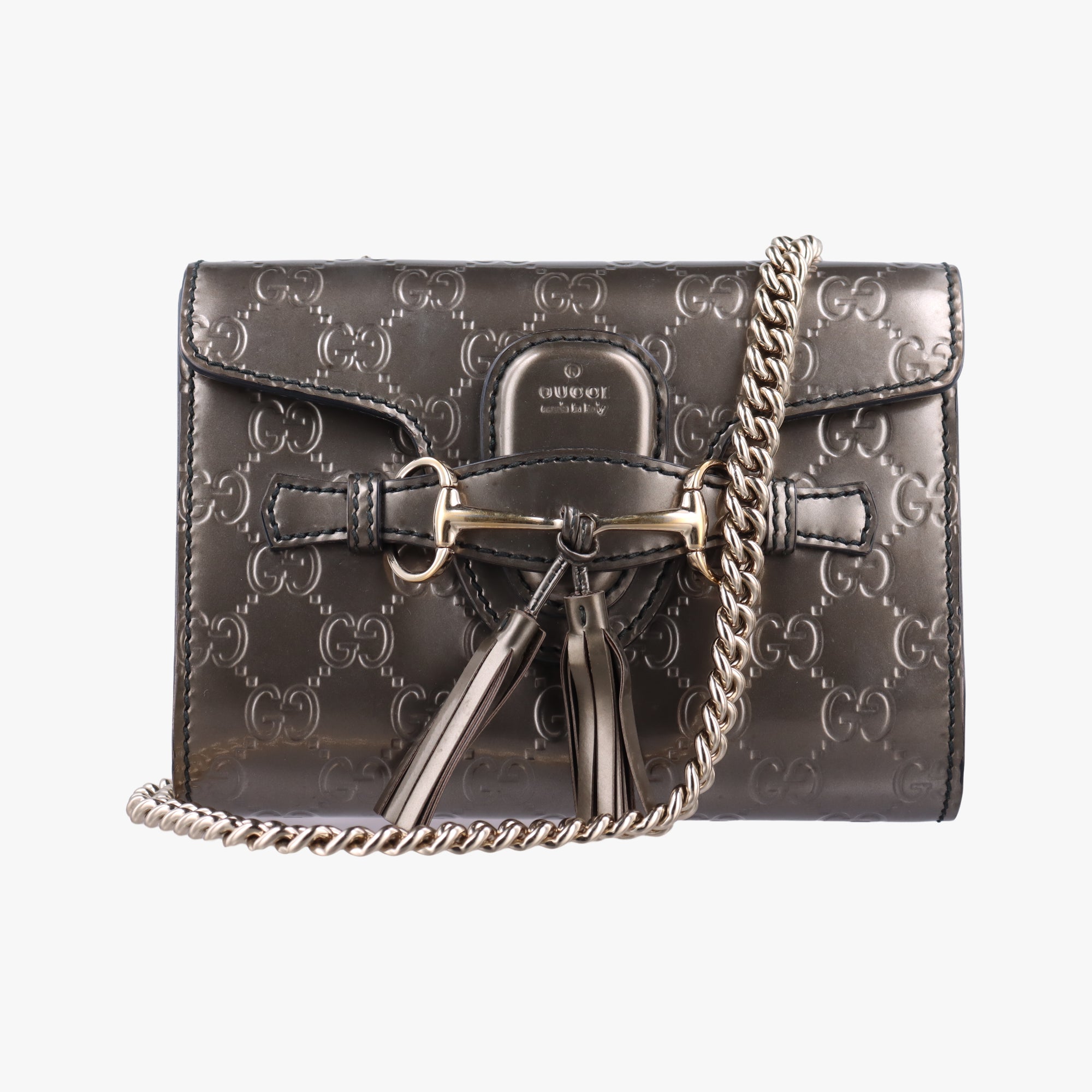 Pre-owned Gucci Emily Golden Leather 369622 shoulderbag | stylenewstar