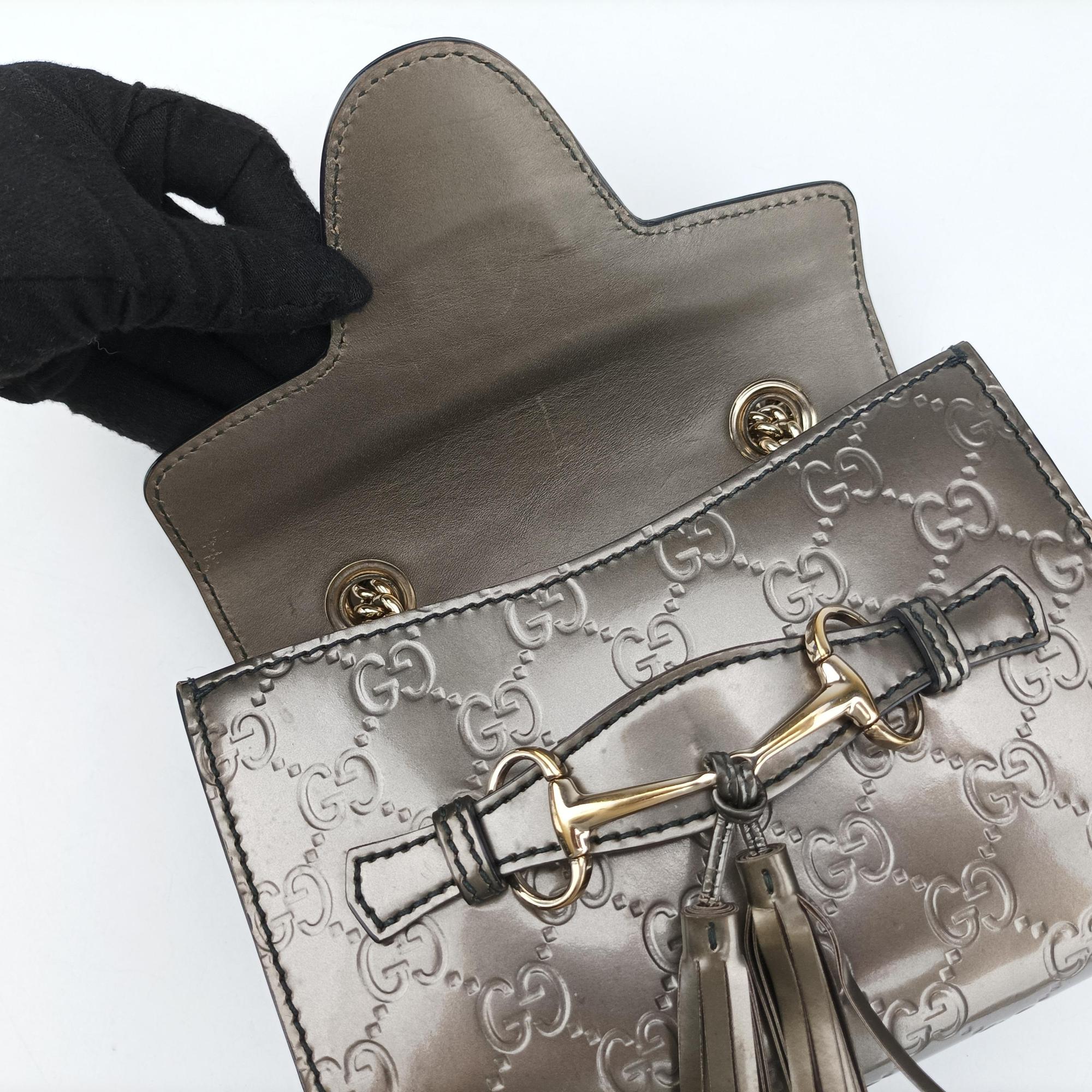 Pre-owned Gucci Emily Golden Leather 369622 shoulderbag | stylenewstar