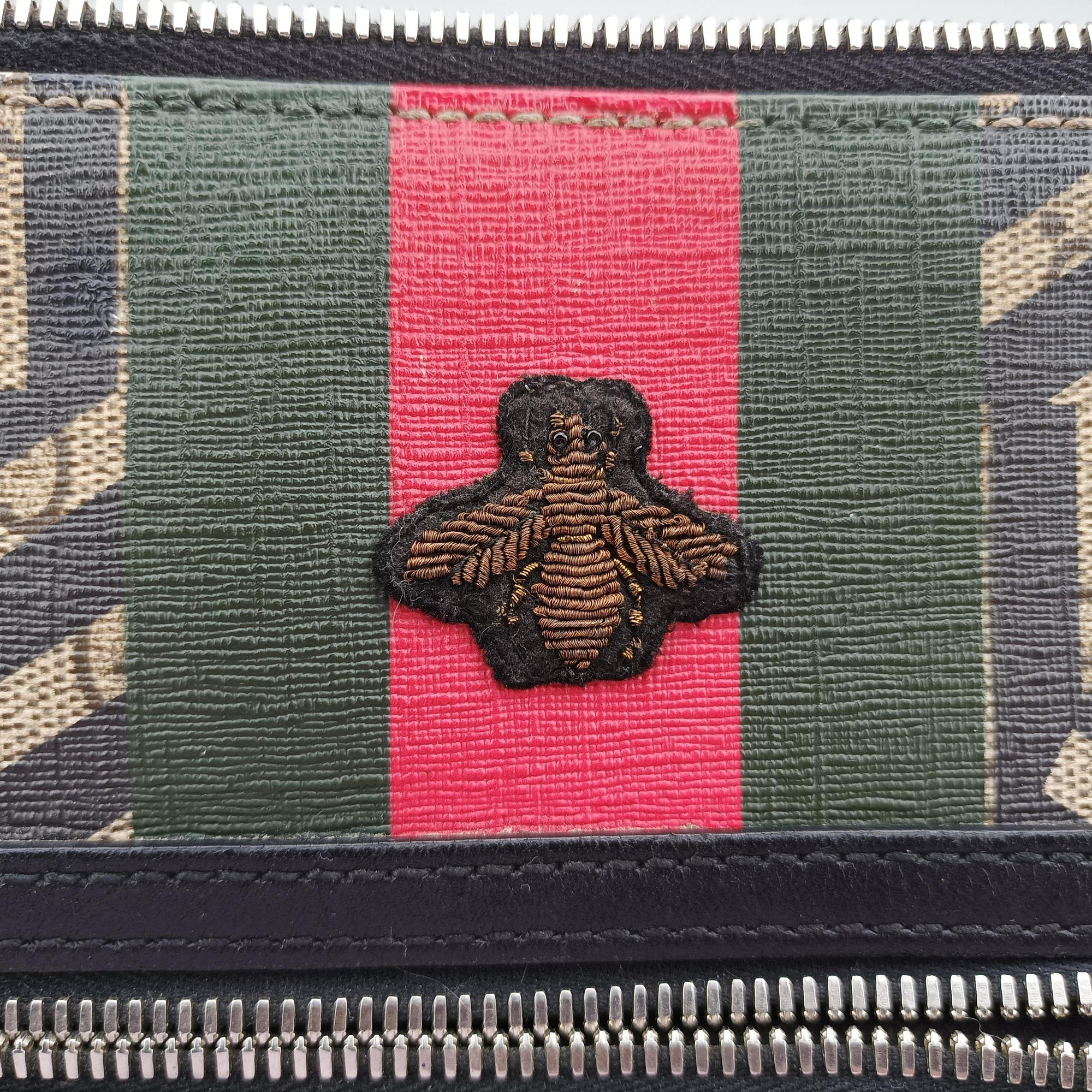 Pre-owned Gucci GG Caleido bee Web Beige x Black PVC coated canvas×Leather 471466 shoulderbag | stylenewstar