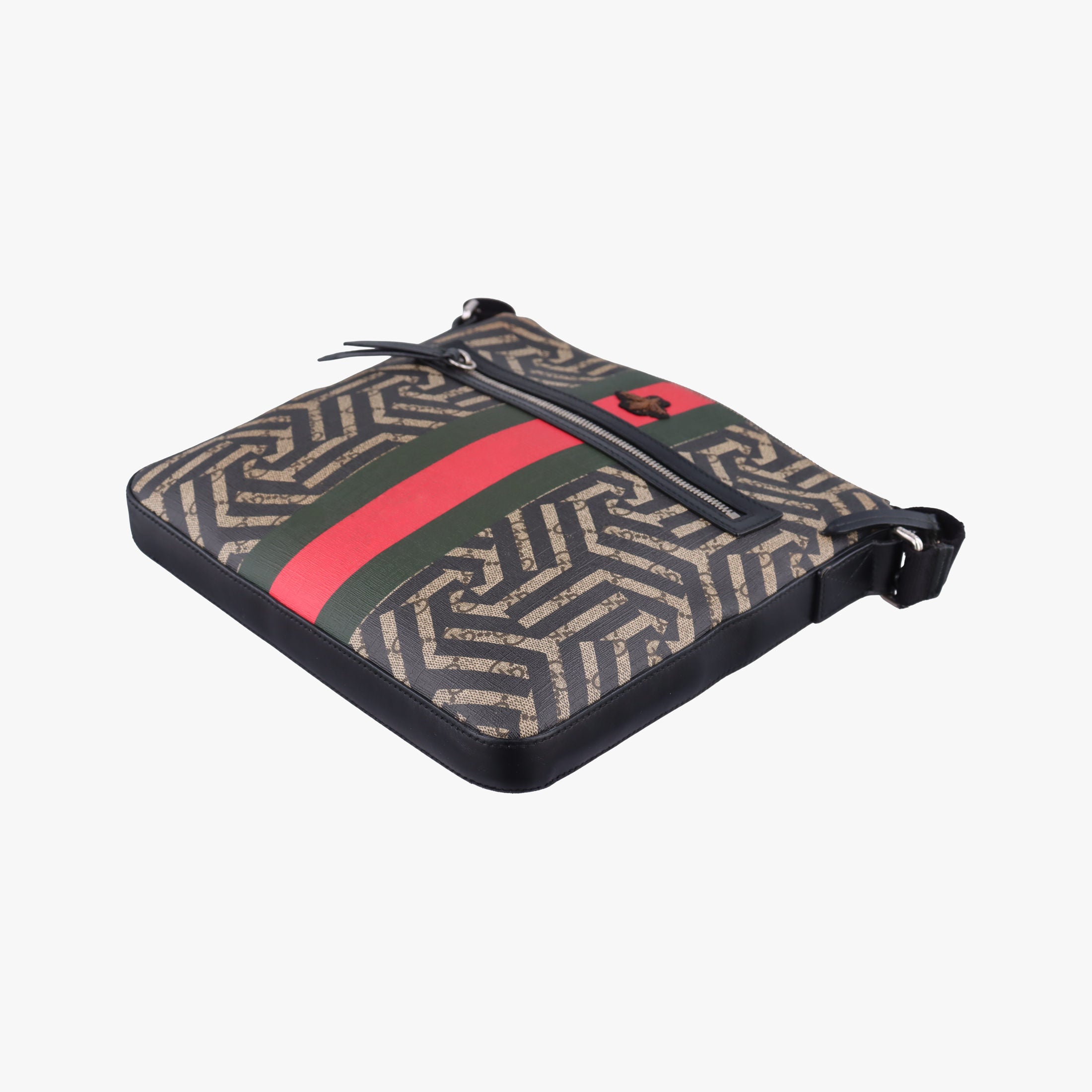 Pre-owned Gucci GG Caleido bee Web Beige x Black PVC coated canvas×Leather 471466 shoulderbag | stylenewstar