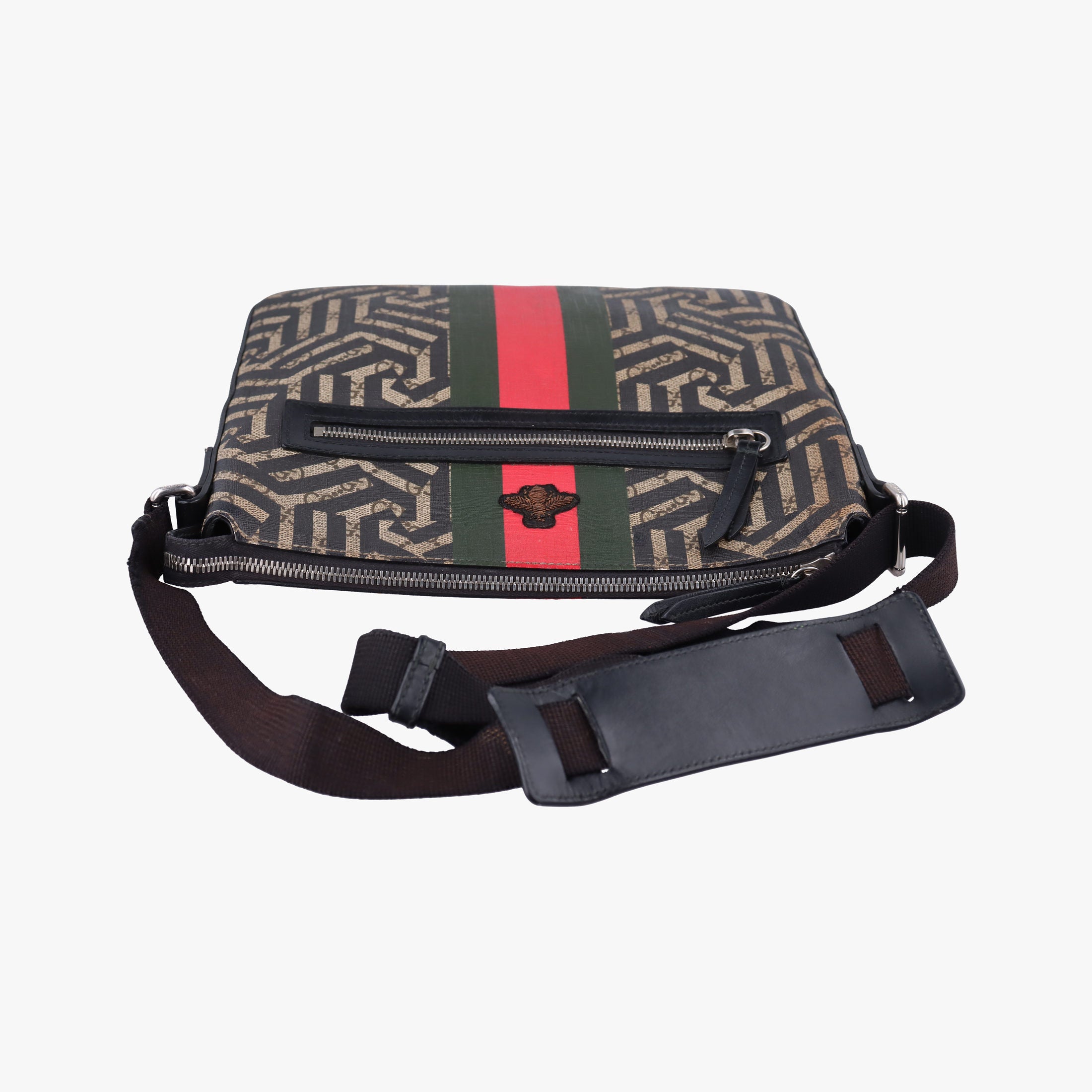 Pre-owned Gucci GG Caleido bee Web Beige x Black PVC coated canvas×Leather 471466 shoulderbag | stylenewstar