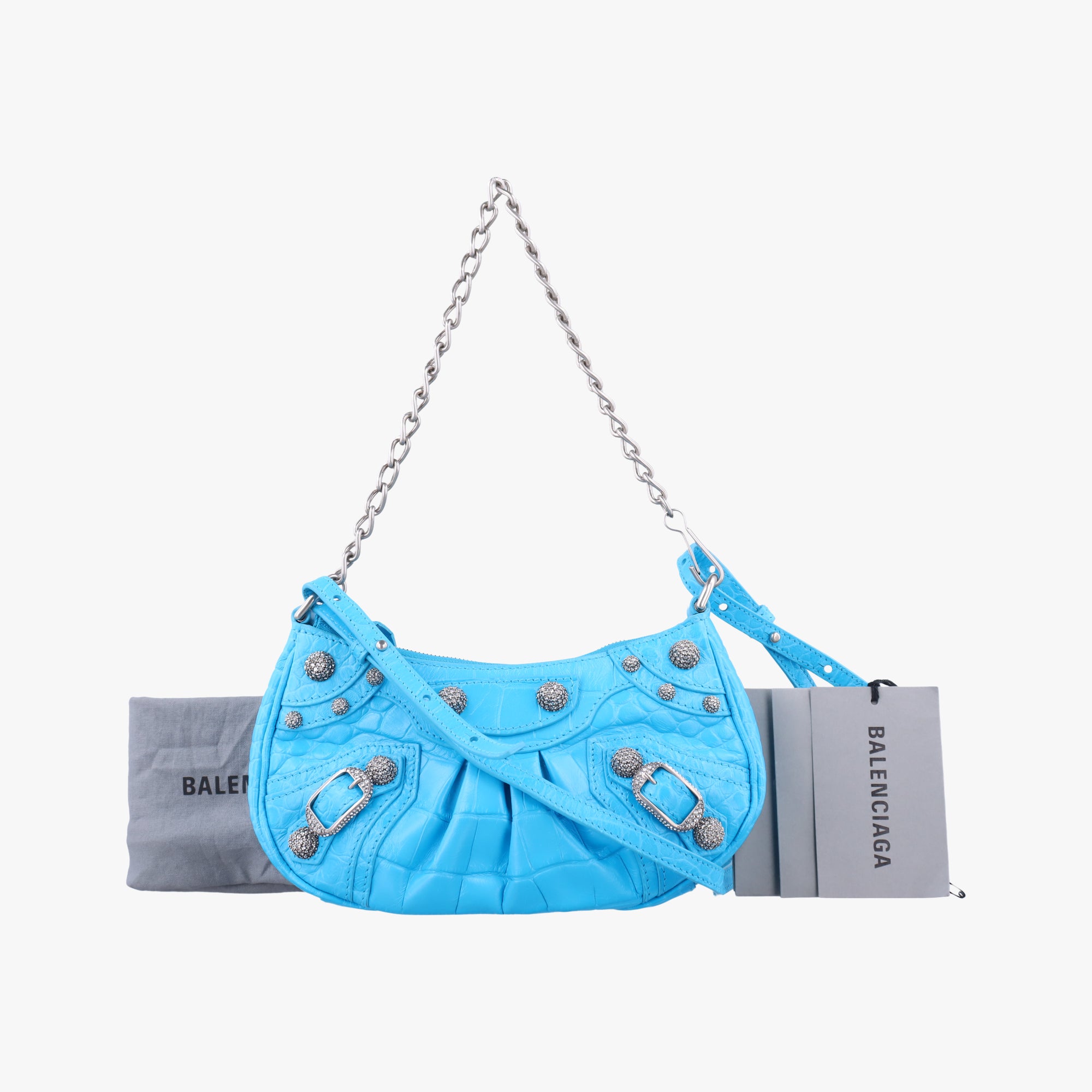 Pre-owned Balenciaga Le Cagole Blue Leather  shoulderbag | stylenewstar