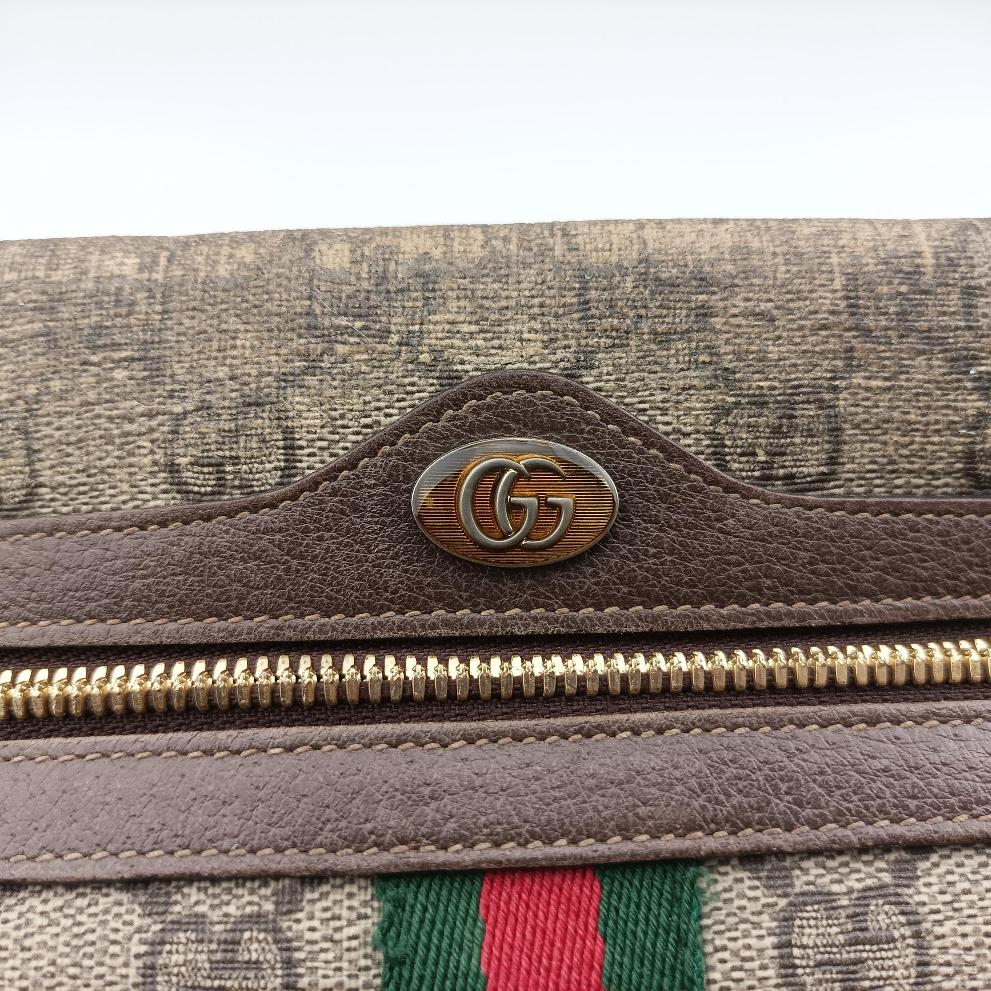 Vintage Gucci Ophidia Brown×red×green PVC coated canvas×Leather 517080 shoulderbag | stylenewstar