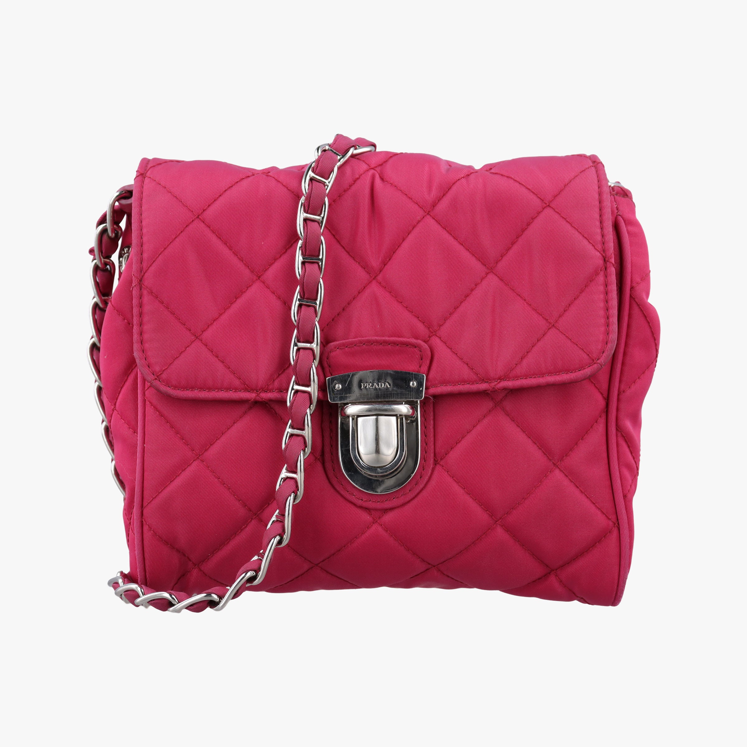 Pre-owned Prada Tessuto Nylon Quilted Impuntu Flap Rose nylon  shoulderbag | stylenewstar
