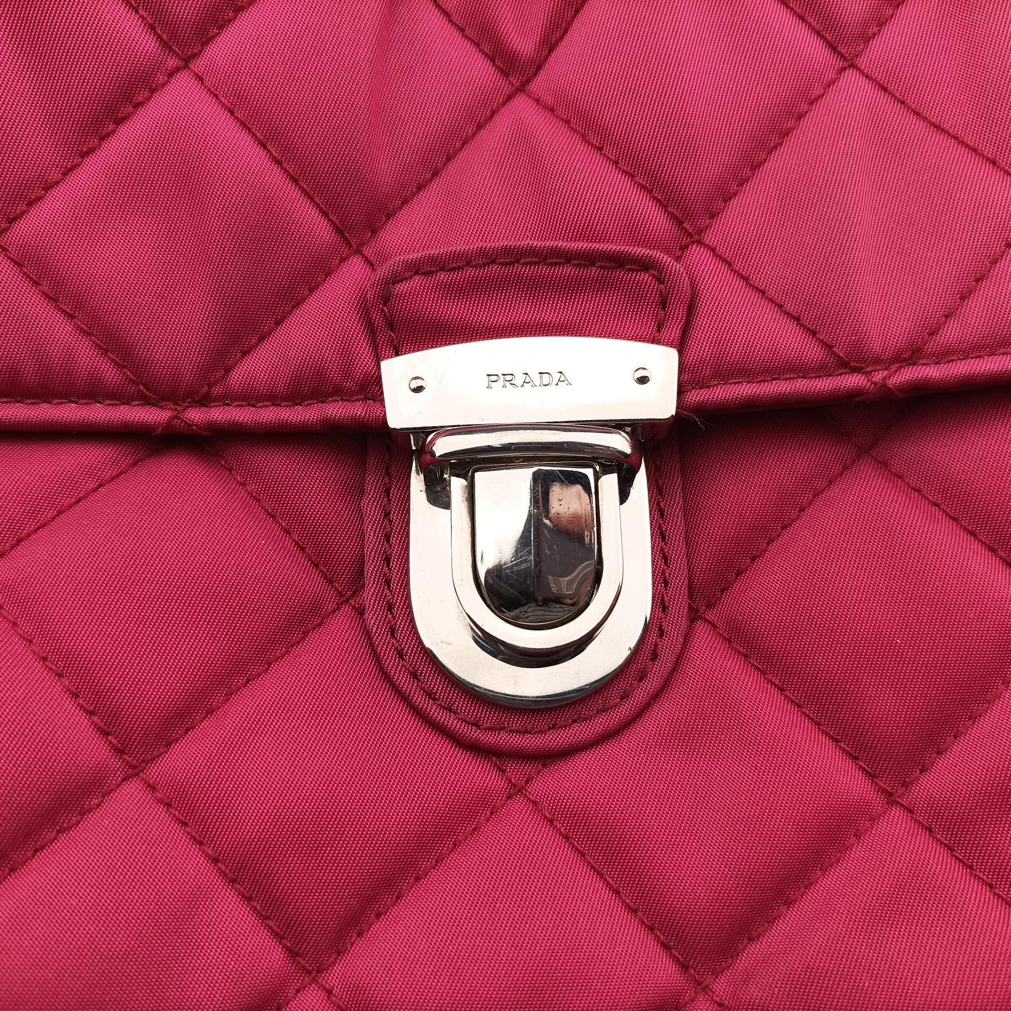 Pre-owned Prada Tessuto Nylon Quilted Impuntu Flap Rose nylon  shoulderbag | stylenewstar