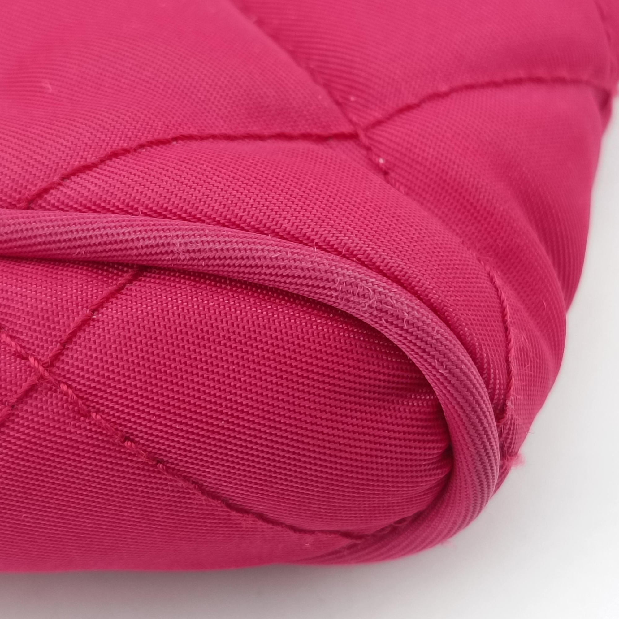 Pre-owned Prada Tessuto Nylon Quilted Impuntu Flap Rose nylon  shoulderbag | stylenewstar