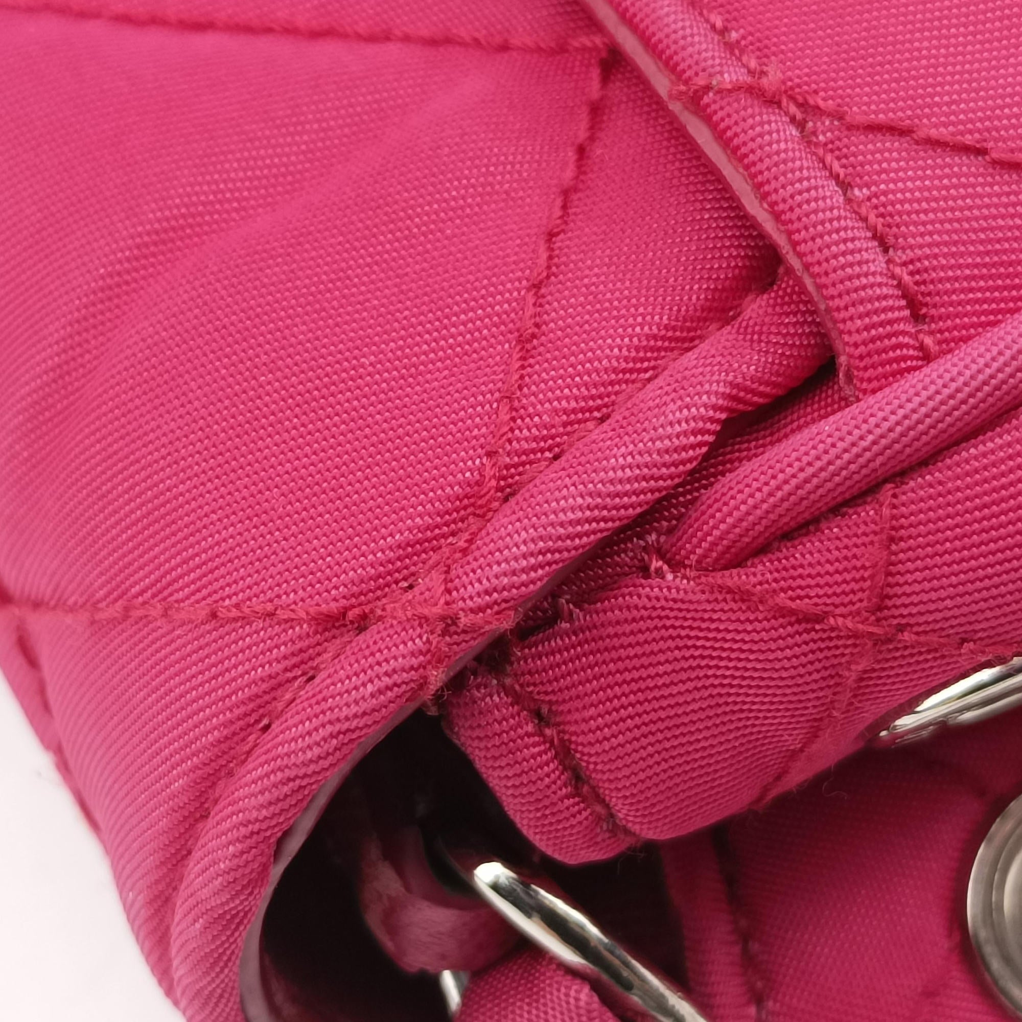 Pre-owned Prada Tessuto Nylon Quilted Impuntu Flap Rose nylon  shoulderbag | stylenewstar