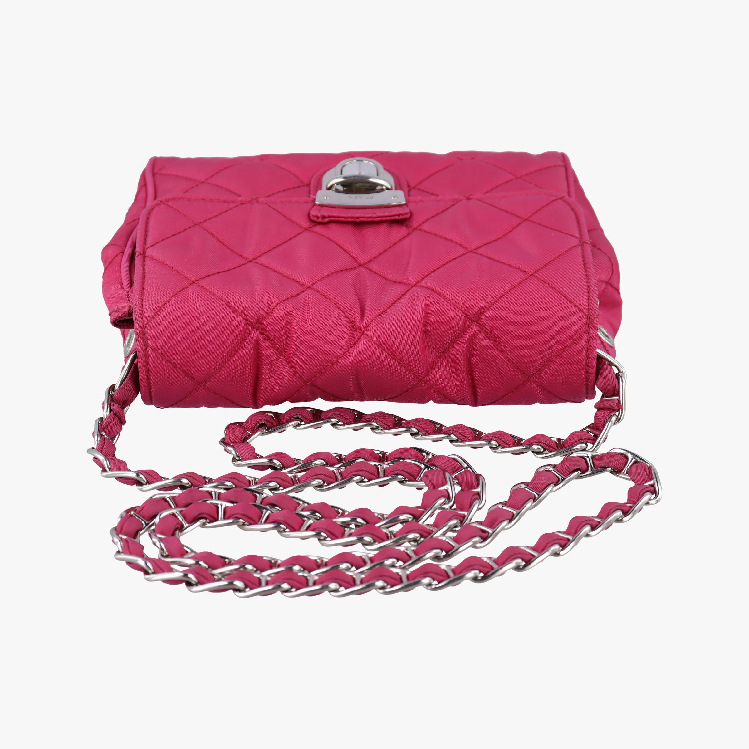 Pre-owned Prada Tessuto Nylon Quilted Impuntu Flap Rose nylon  shoulderbag | stylenewstar
