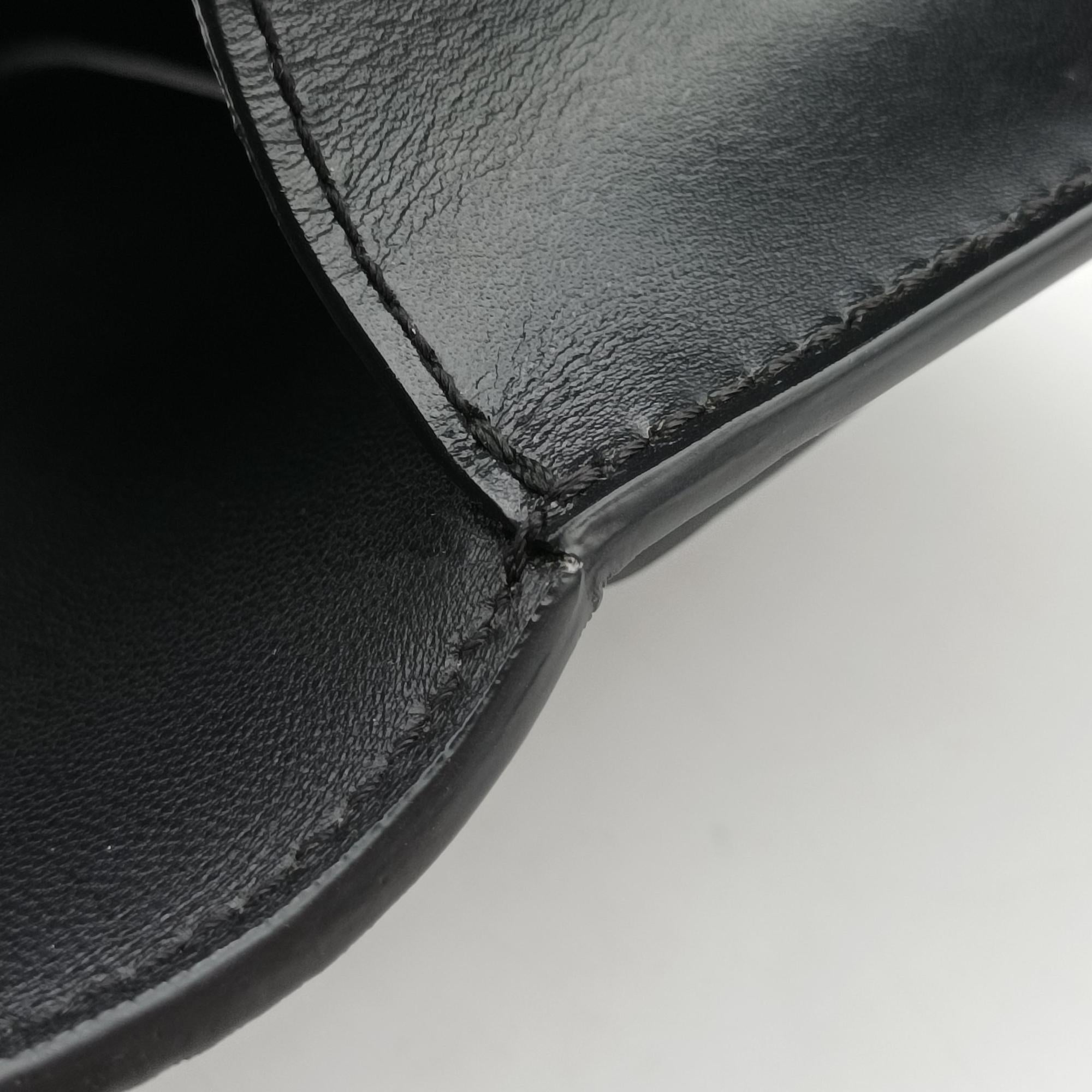 Pre-owned Burberry TB logo Black Leather  bum bag/waist bag | stylenewstar
