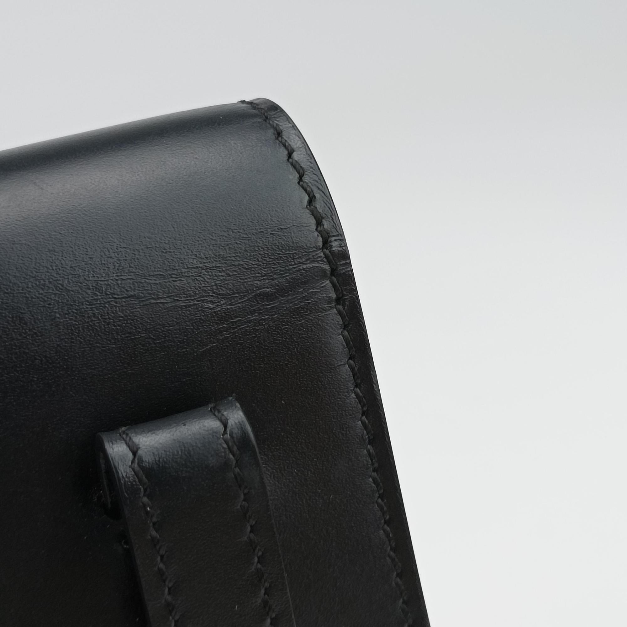 Pre-owned Burberry TB logo Black Leather  bum bag/waist bag | stylenewstar