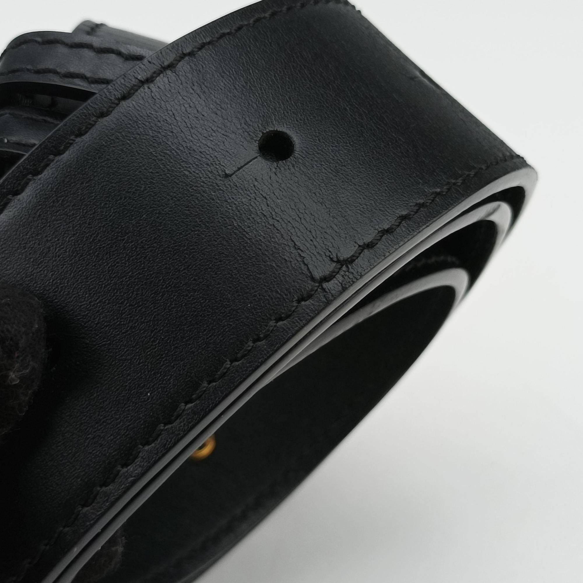 Pre-owned Burberry TB logo Black Leather  bum bag/waist bag | stylenewstar