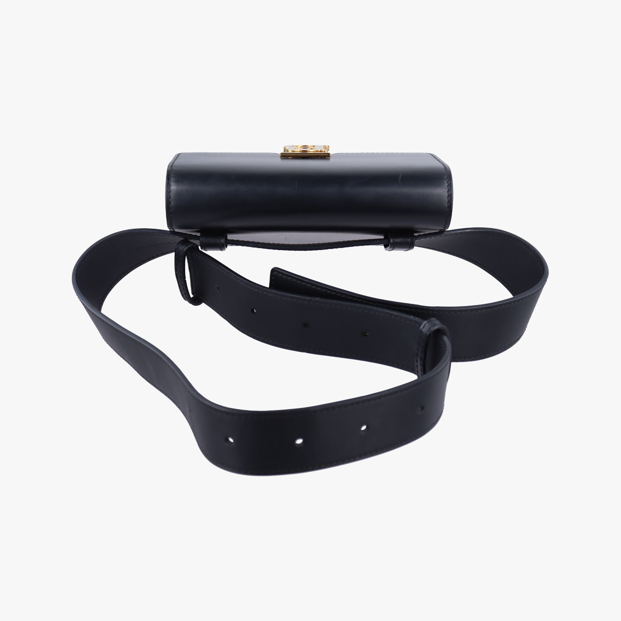 Pre-owned Burberry TB logo Black Leather  bum bag/waist bag | stylenewstar
