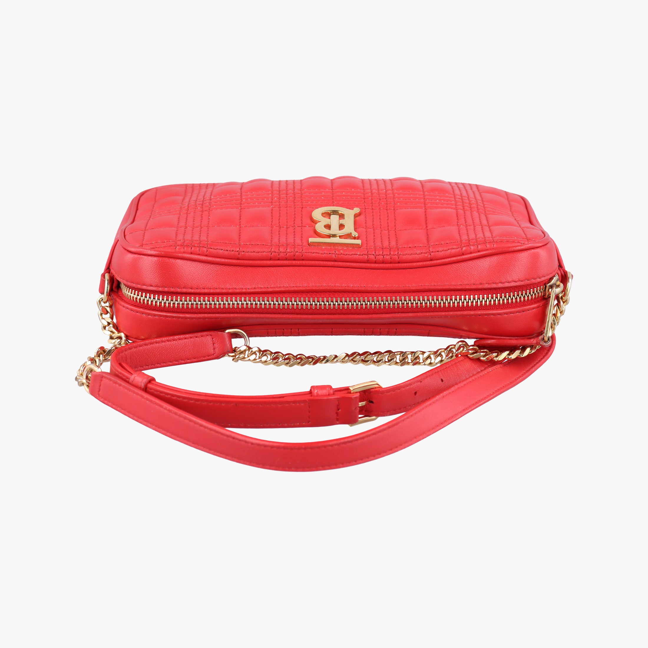 Secondhand Burberry Logo TB Camera Red Leather  shoulderbag | stylenewstar