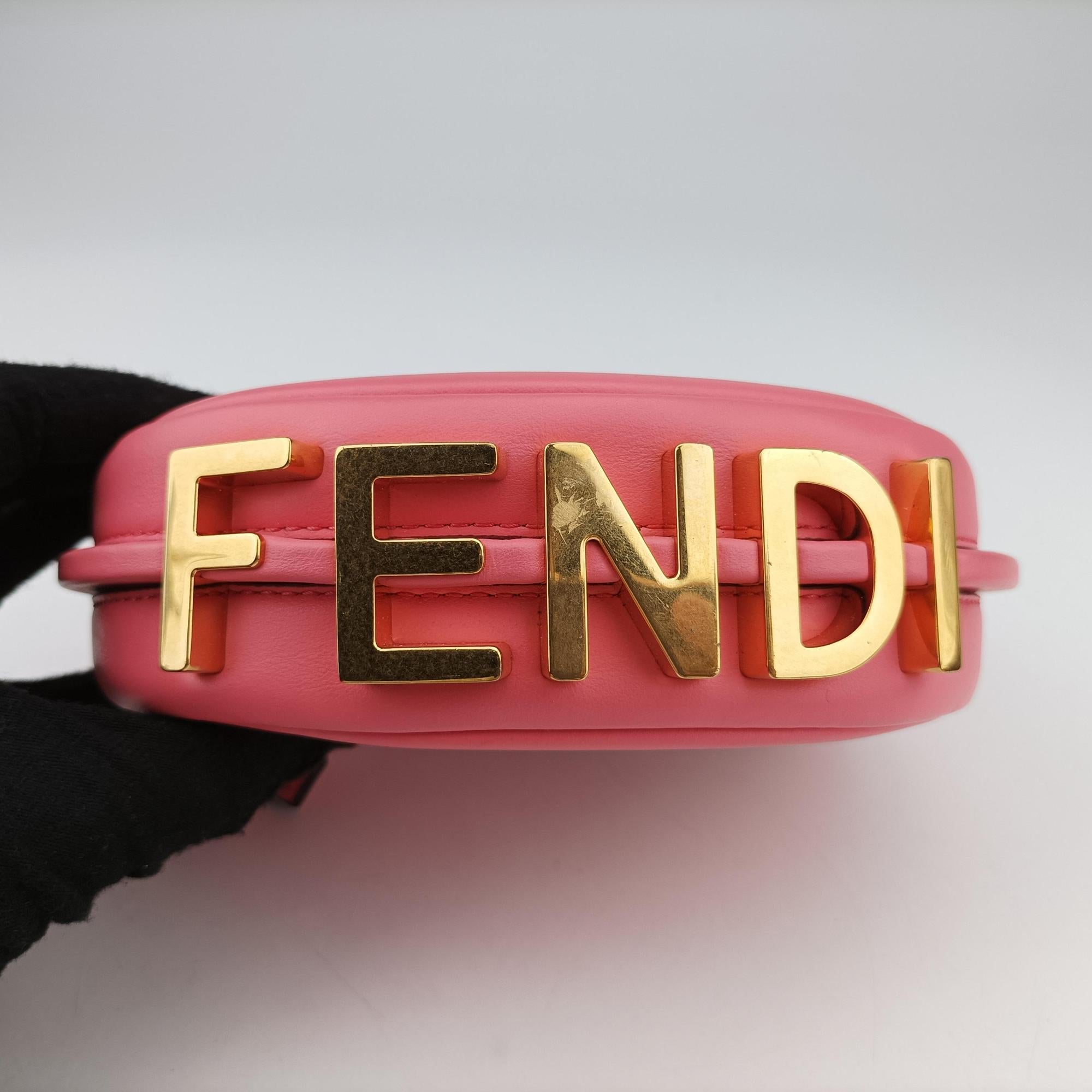 Pre-owned Fendi Nano Fendigraphy Pink Leather 7AS089 handbag | stylenewstar