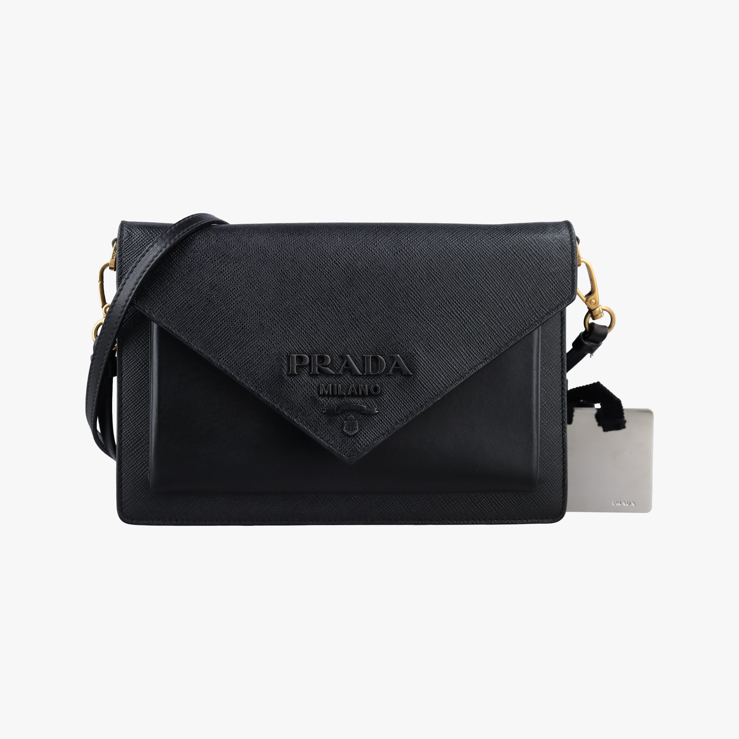 Pre-owned Prada Envelope Black SAFFIANO Leather 1BP020 shoulderbag | stylenewstar
