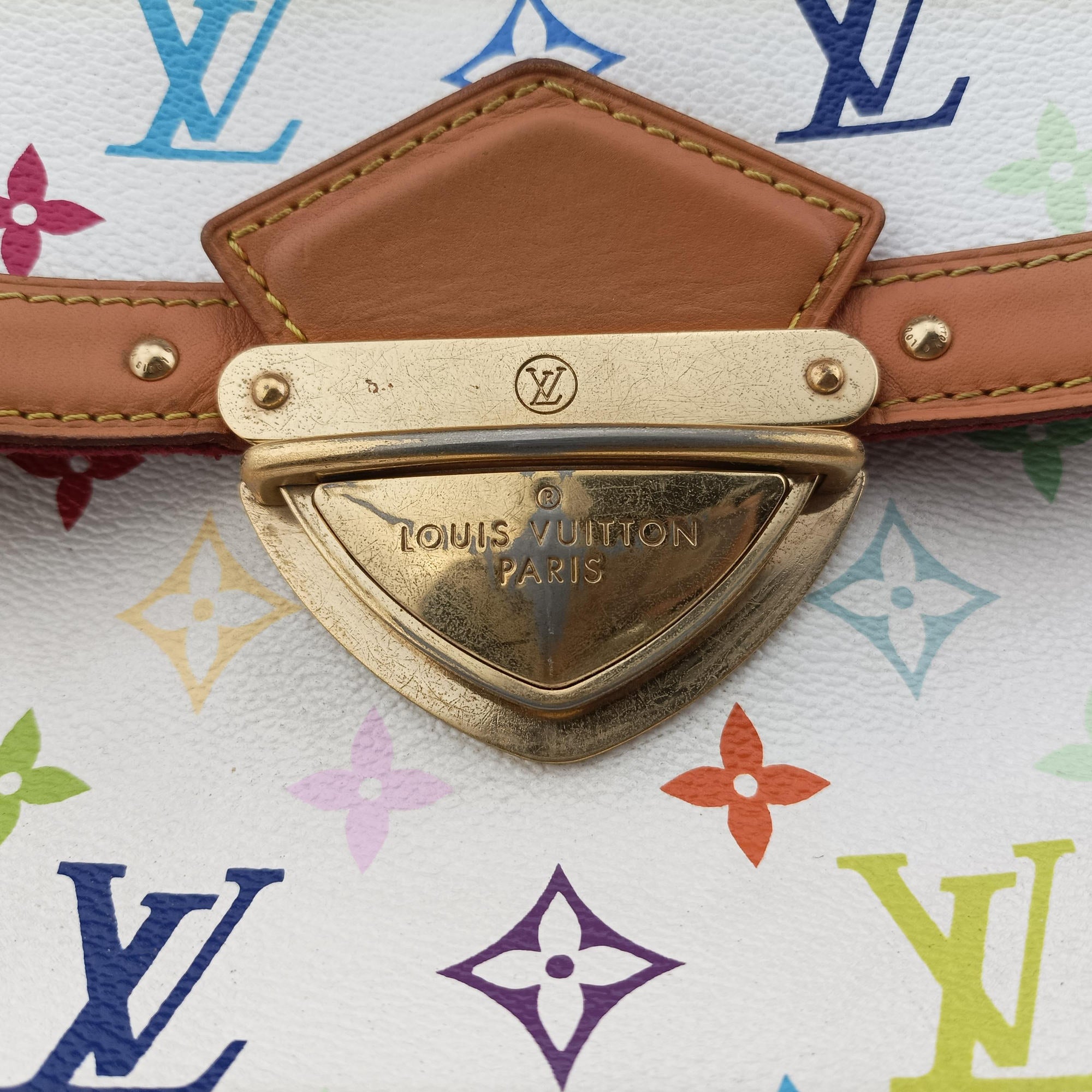 Pre-owned Louis Vuitton RITA white Monogram Multicolor M40125 shoulderbag | stylenewstar