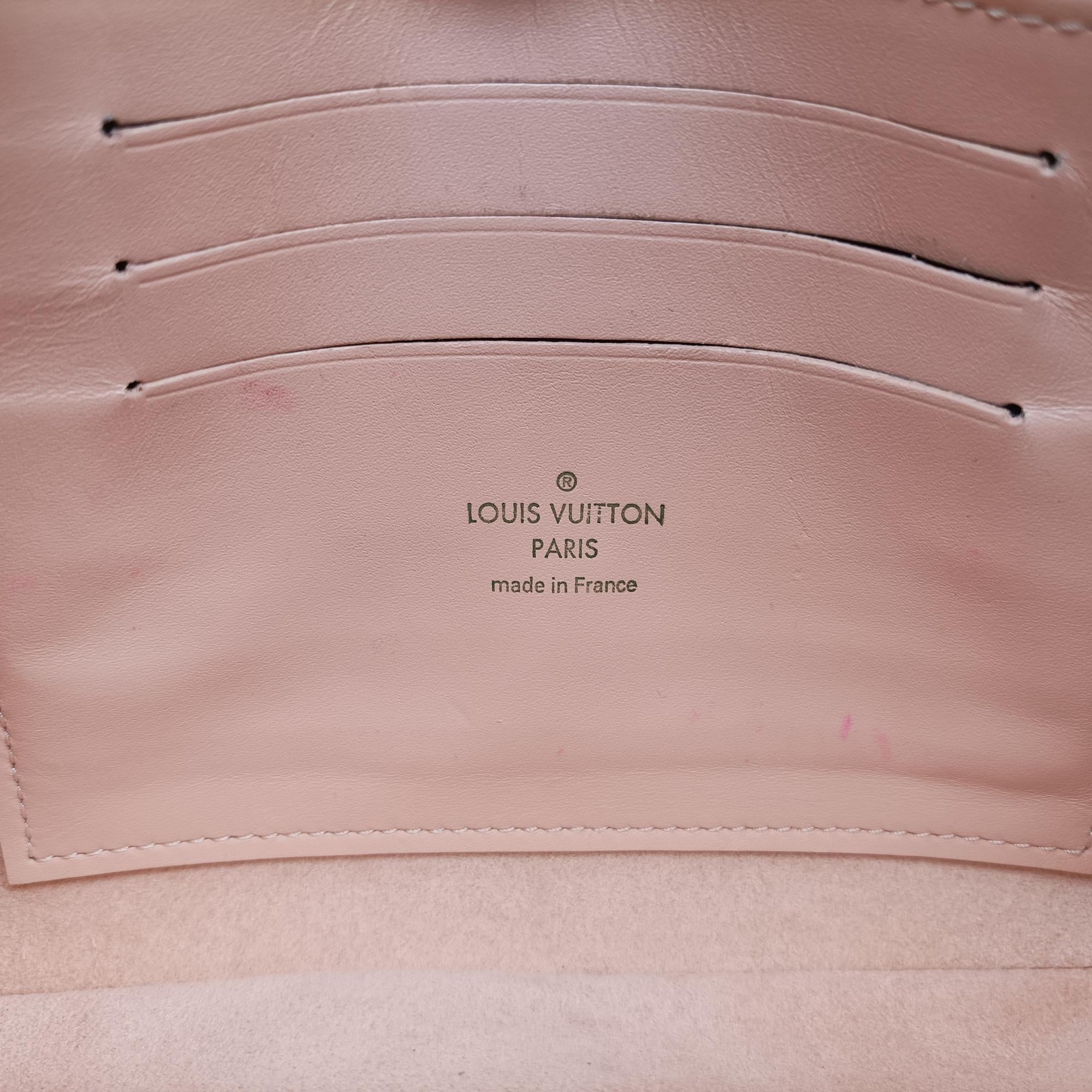 Pre-owned Louis Vuitton Pochette Double Zip EBENE×Rose Ballerine Damier Canvas N60254 shoulderbag | stylenewstar