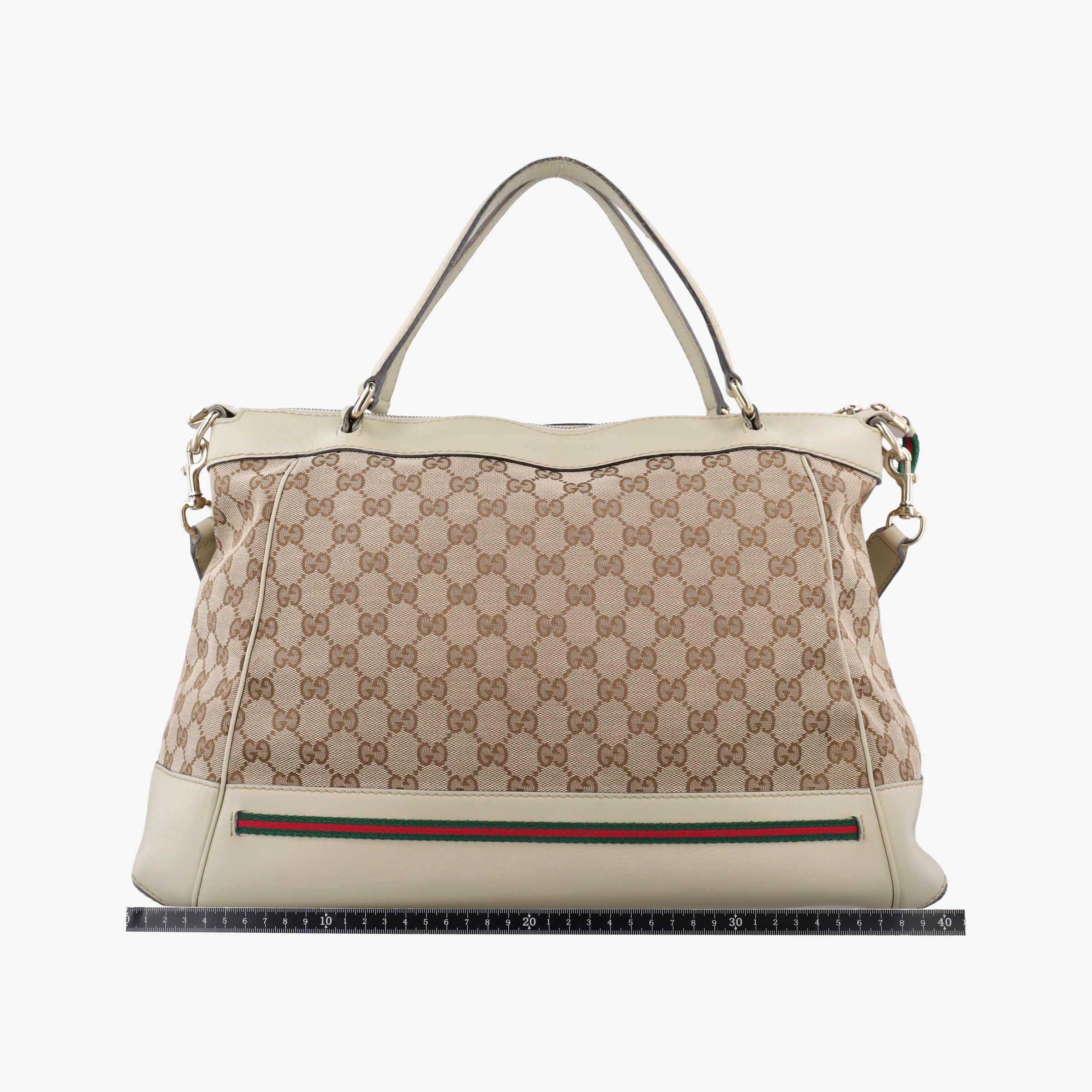 Vintage Gucci Mayfair Bow Tote Brown x White x Red x Green canvas×leather 257349 shoulderbag | stylenewstar