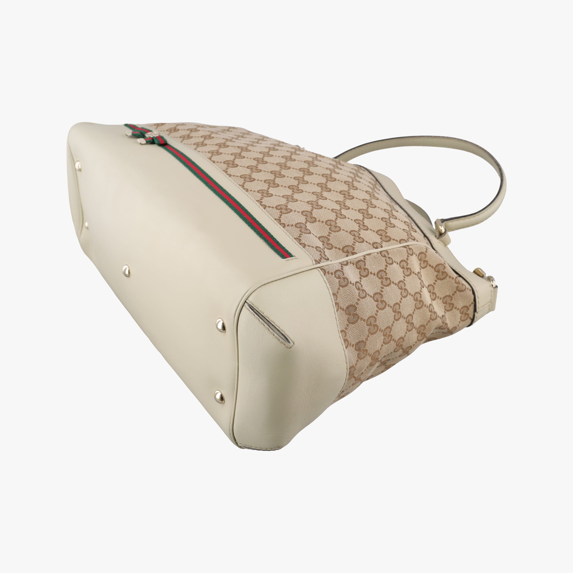 Vintage Gucci Mayfair Bow Tote Brown x White x Red x Green canvas×leather 257349 shoulderbag | stylenewstar