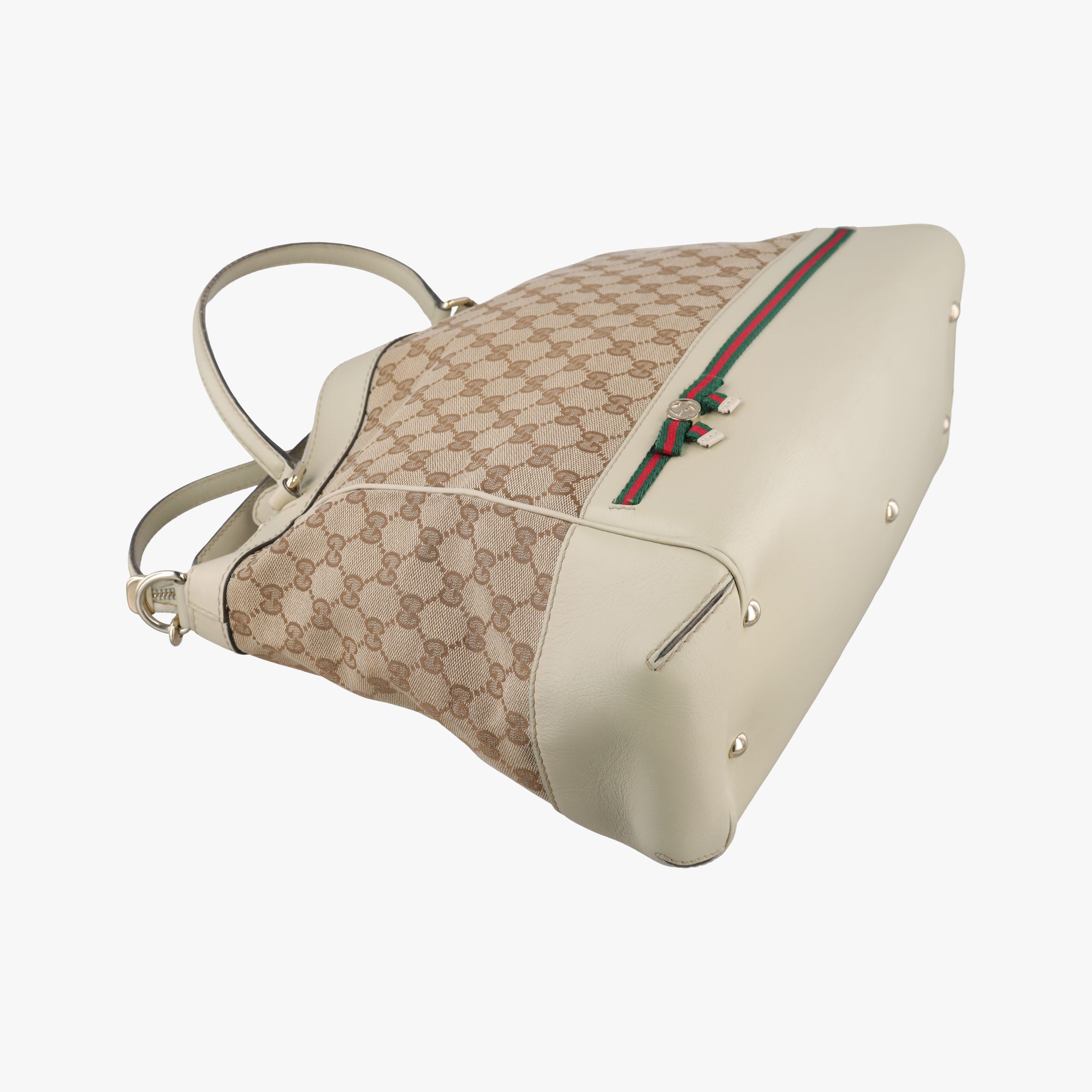 Vintage Gucci Mayfair Bow Tote Brown x White x Red x Green canvas×leather 257349 shoulderbag | stylenewstar