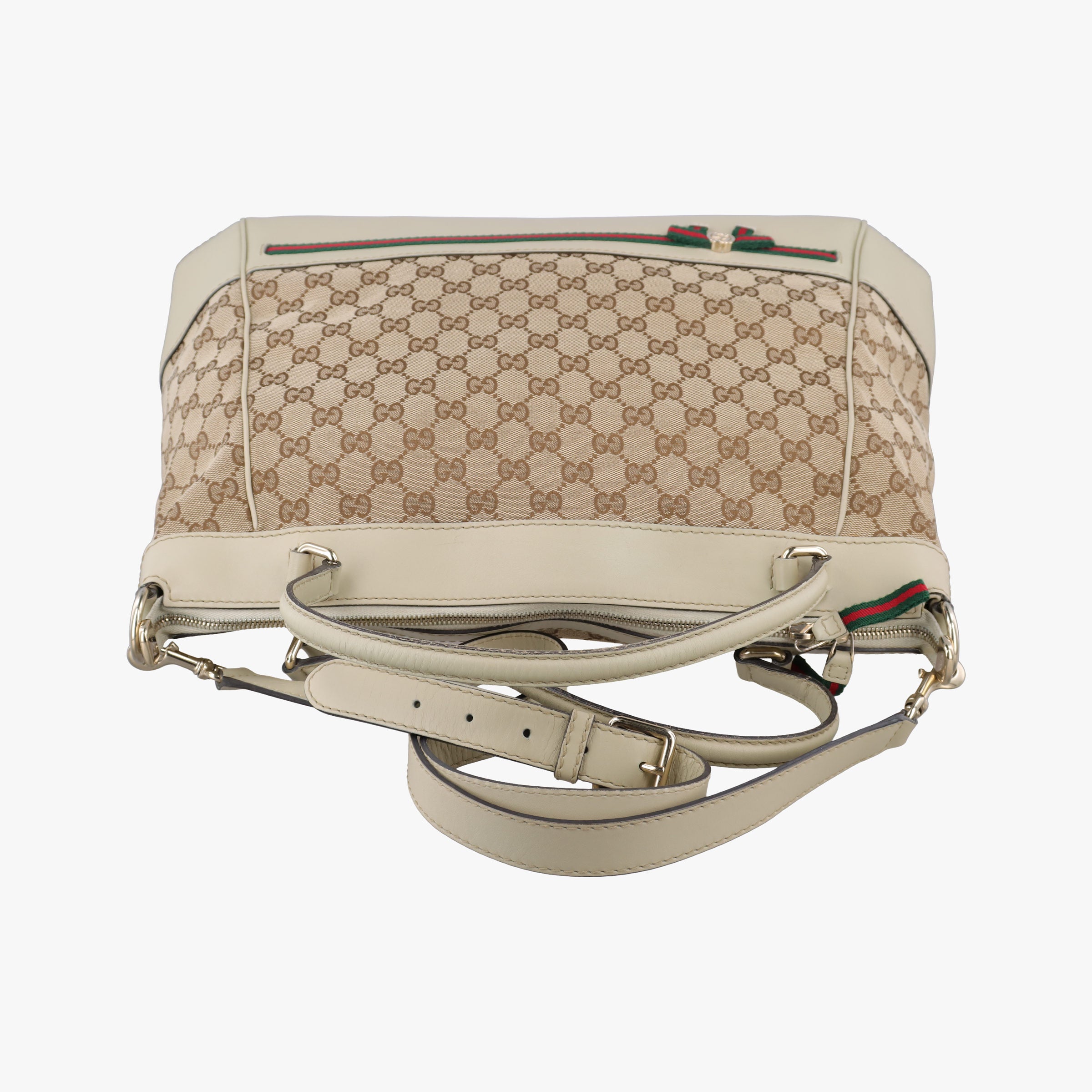 Vintage Gucci Mayfair Bow Tote Brown x White x Red x Green canvas×leather 257349 shoulderbag | stylenewstar
