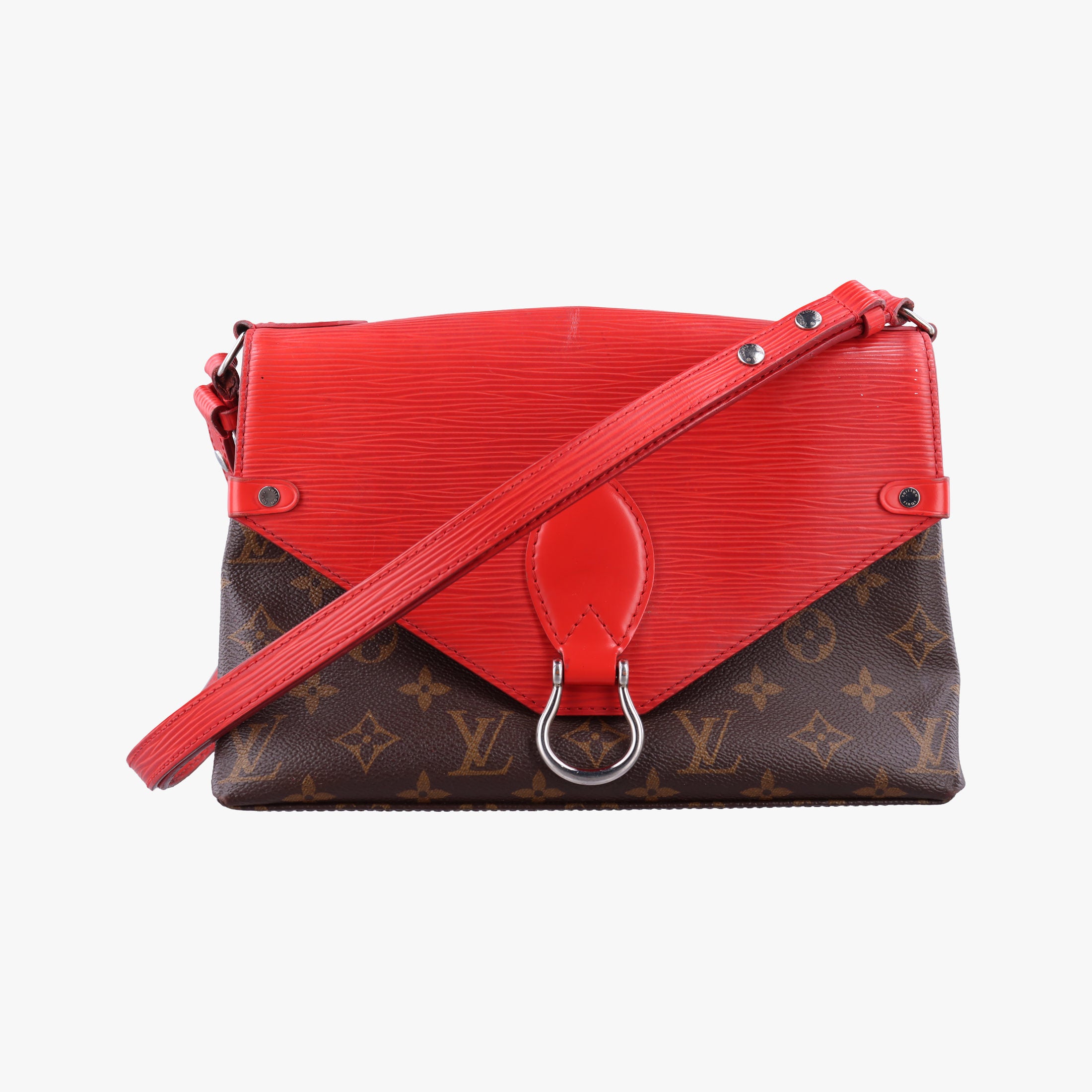 Pre-owned Louis Vuitton SAINT MICHEL brown×COQUELICOT Monogram Canvas×epi M44031 shoulderbag | stylenewstar