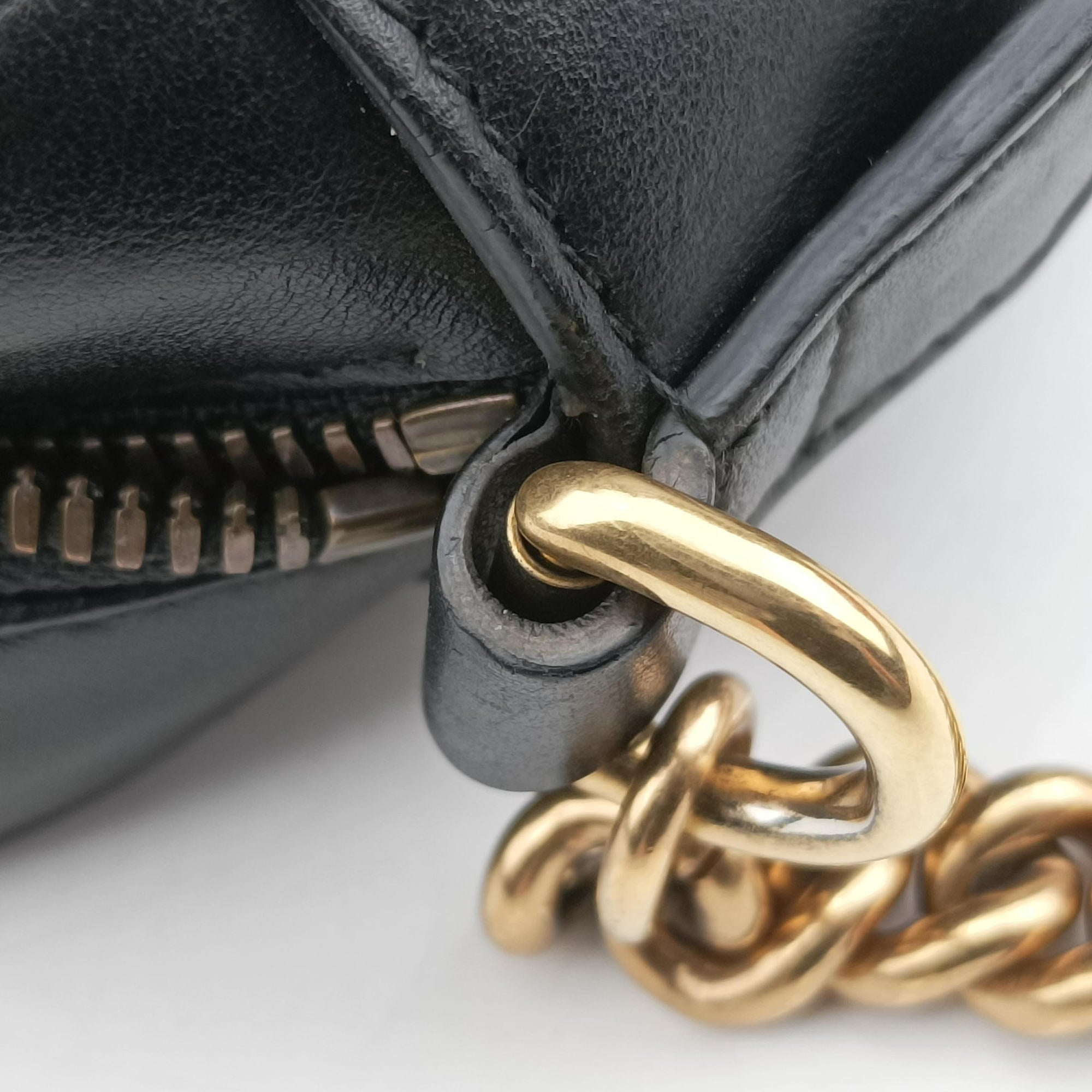 Pre-owned Gucci GG Marmont Animalier Black Leather 447632 shoulderbag | stylenewstar