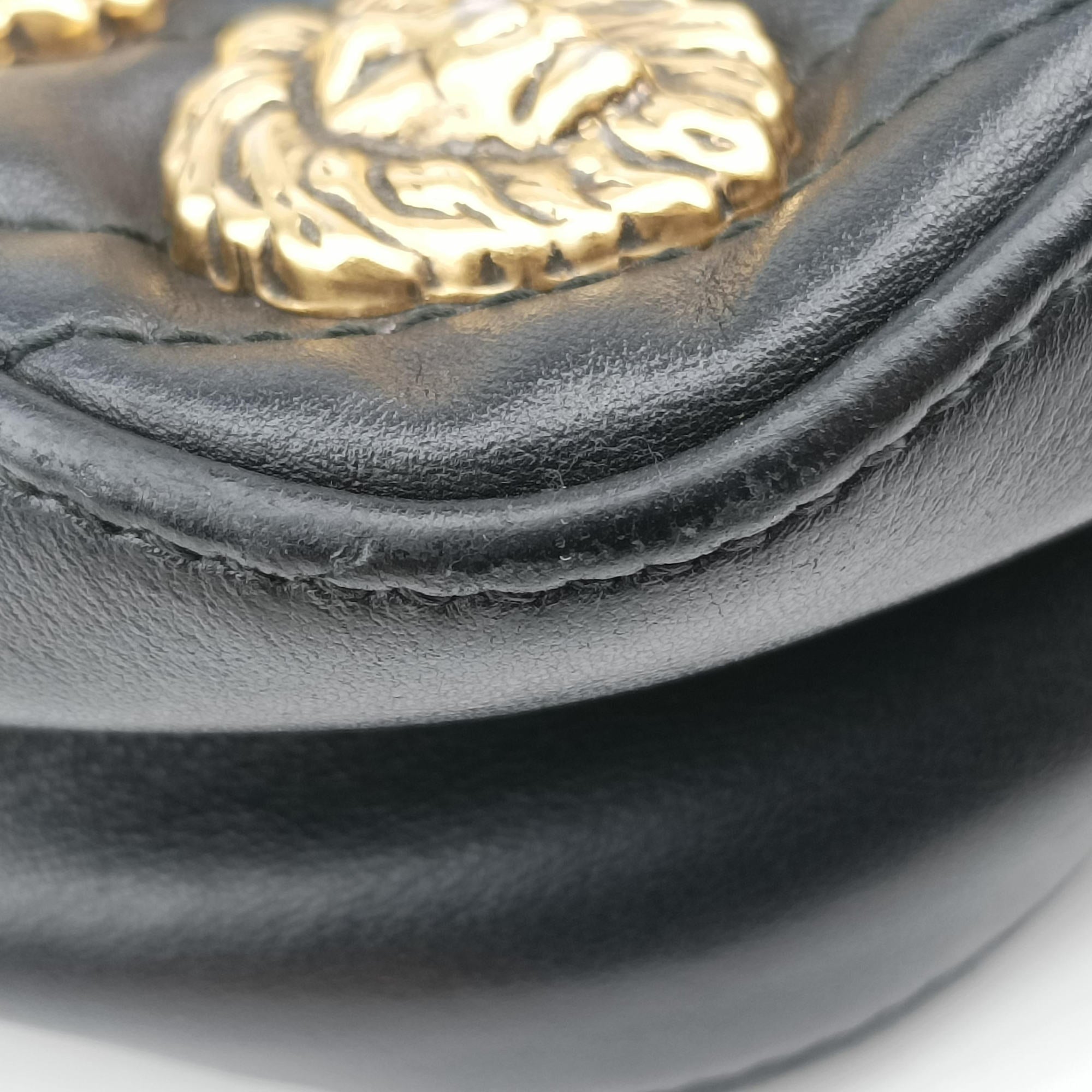 Pre-owned Gucci GG Marmont Animalier Black Leather 447632 shoulderbag | stylenewstar