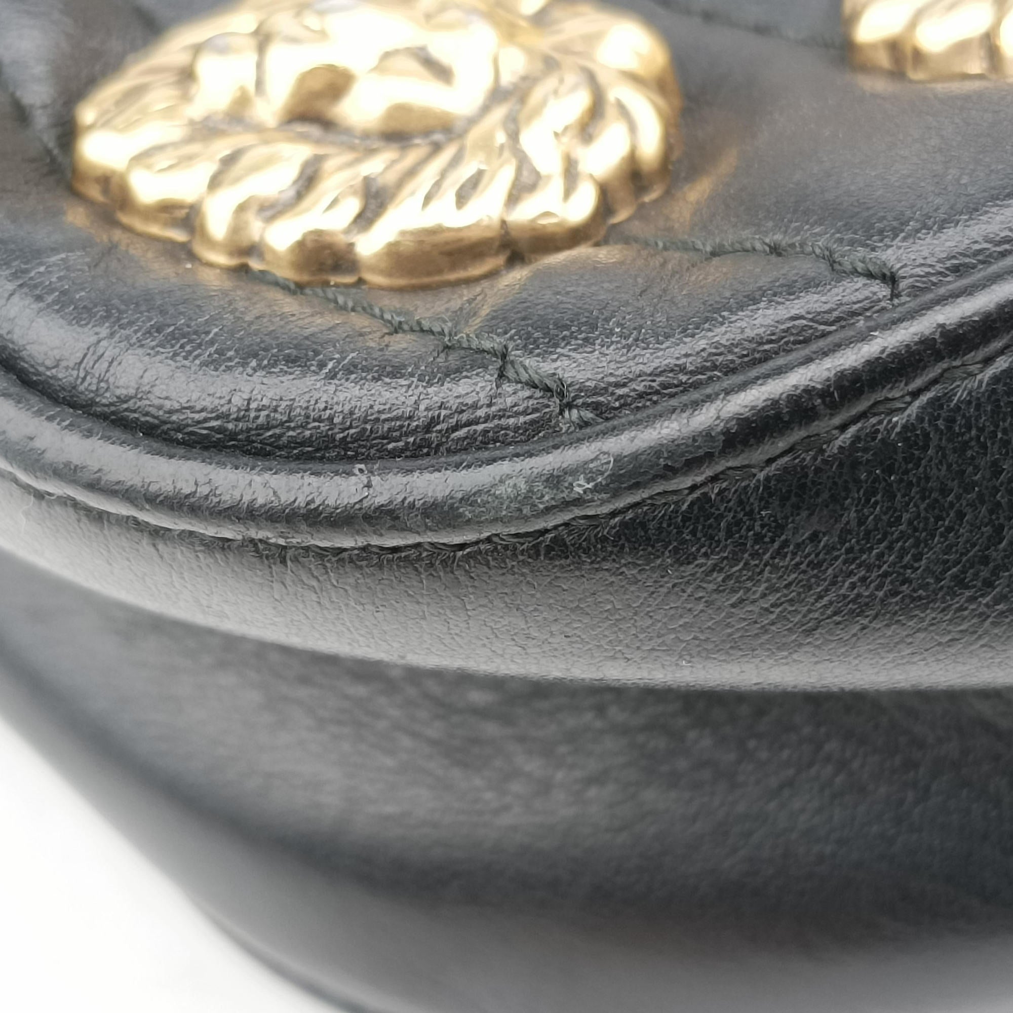 Pre-owned Gucci GG Marmont Animalier Black Leather 447632 shoulderbag | stylenewstar