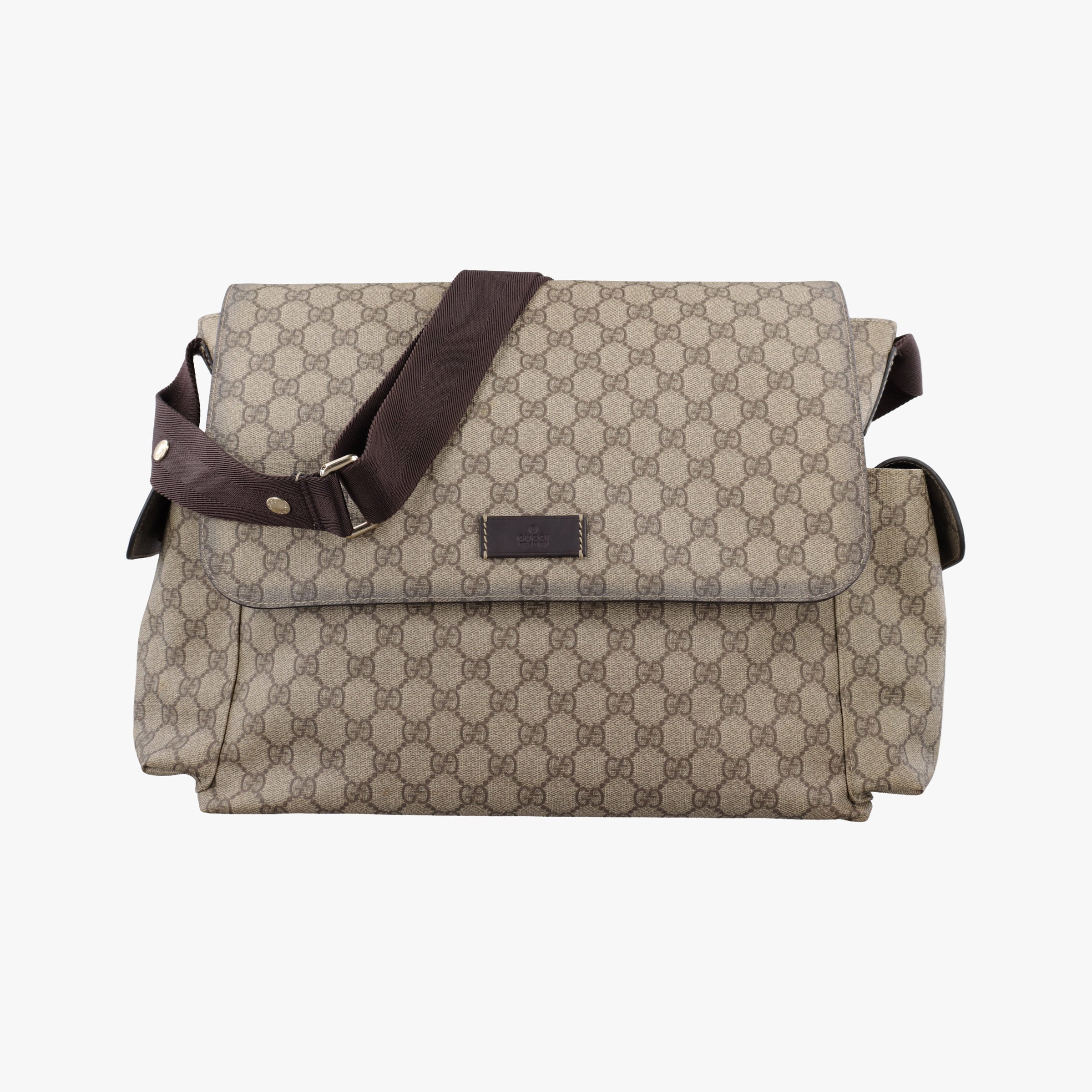 Pre-owned Gucci GG Supreme DiaperBag Brown PVC coated canvas 211131 shoulderbag | stylenewstar